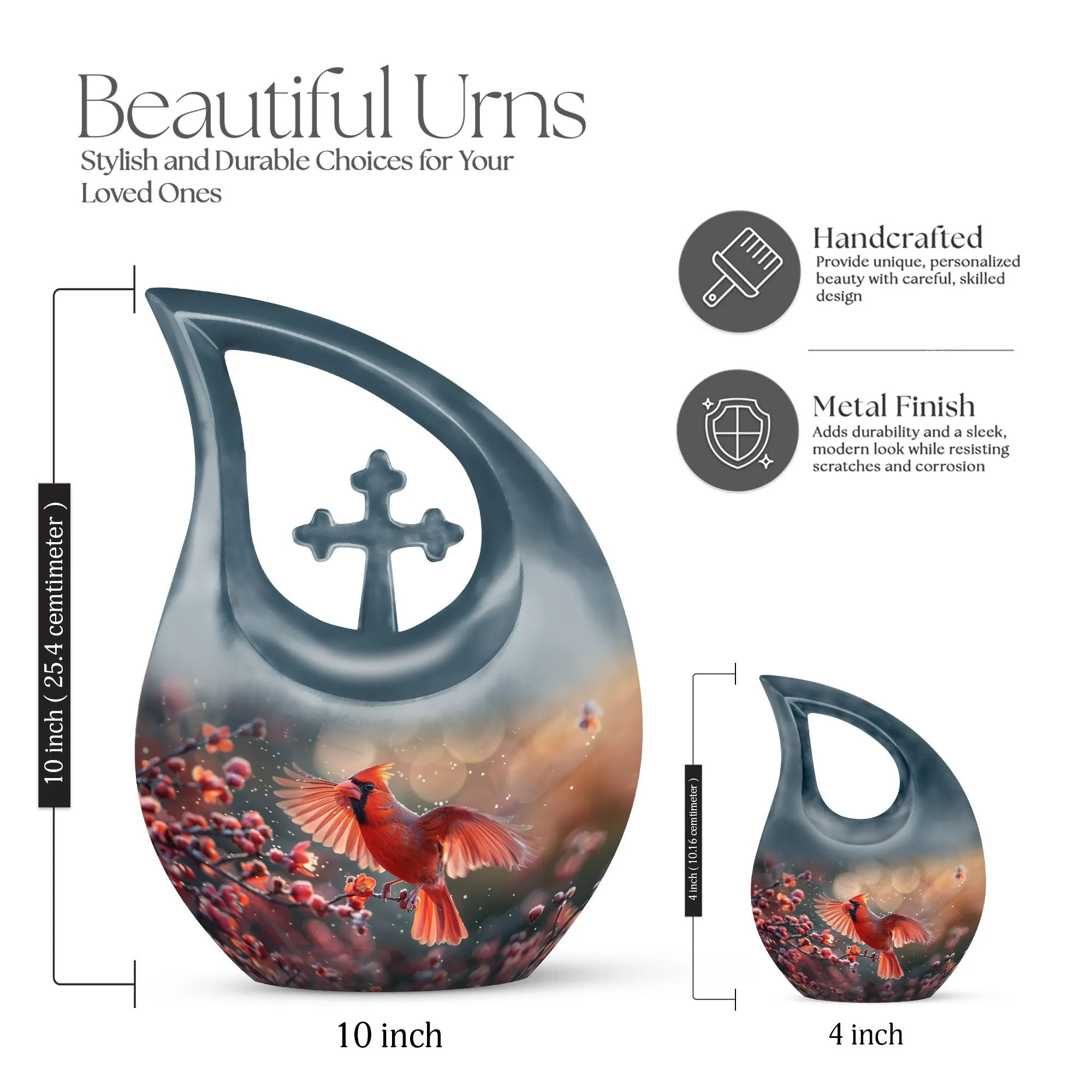 Cardinal Bird Enshrined - Premium Keepsake Human Ashes Memorial