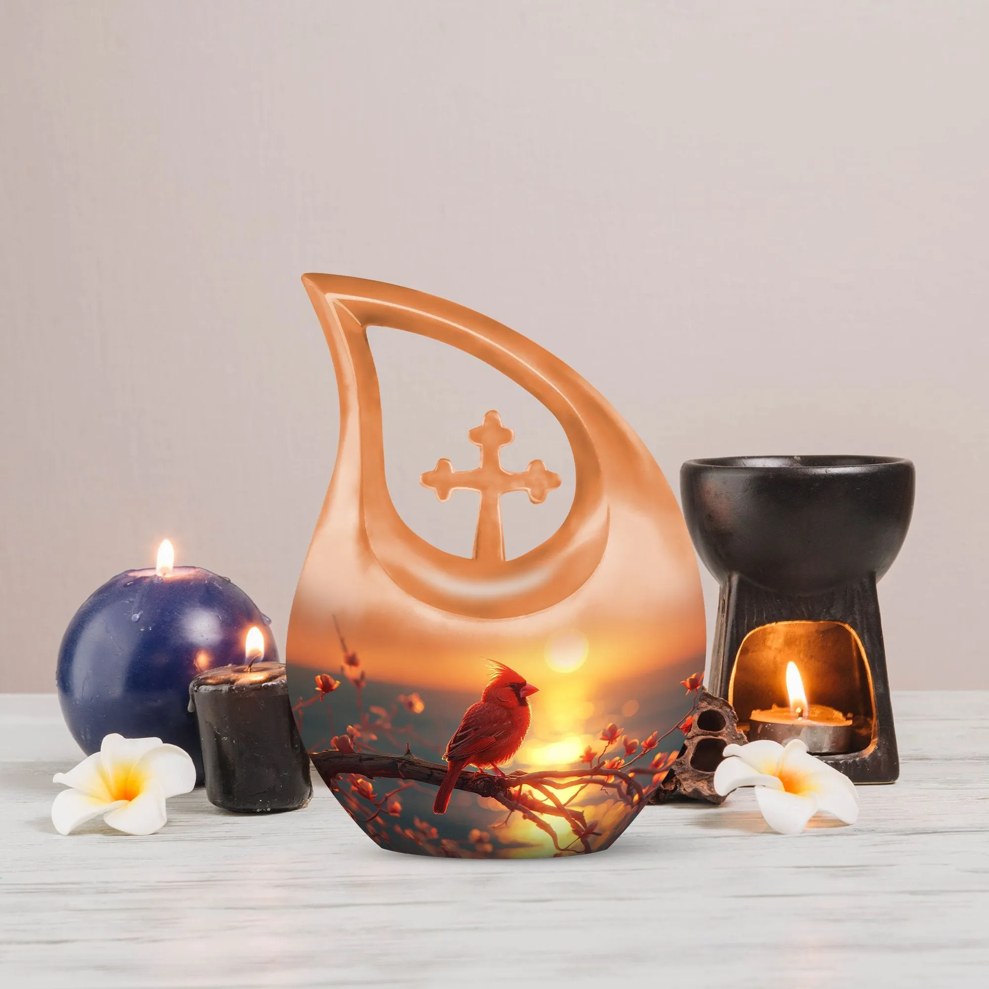 Cardinal Bird Ultimate Tribute – Cross Drop Cremation Memorial Solution