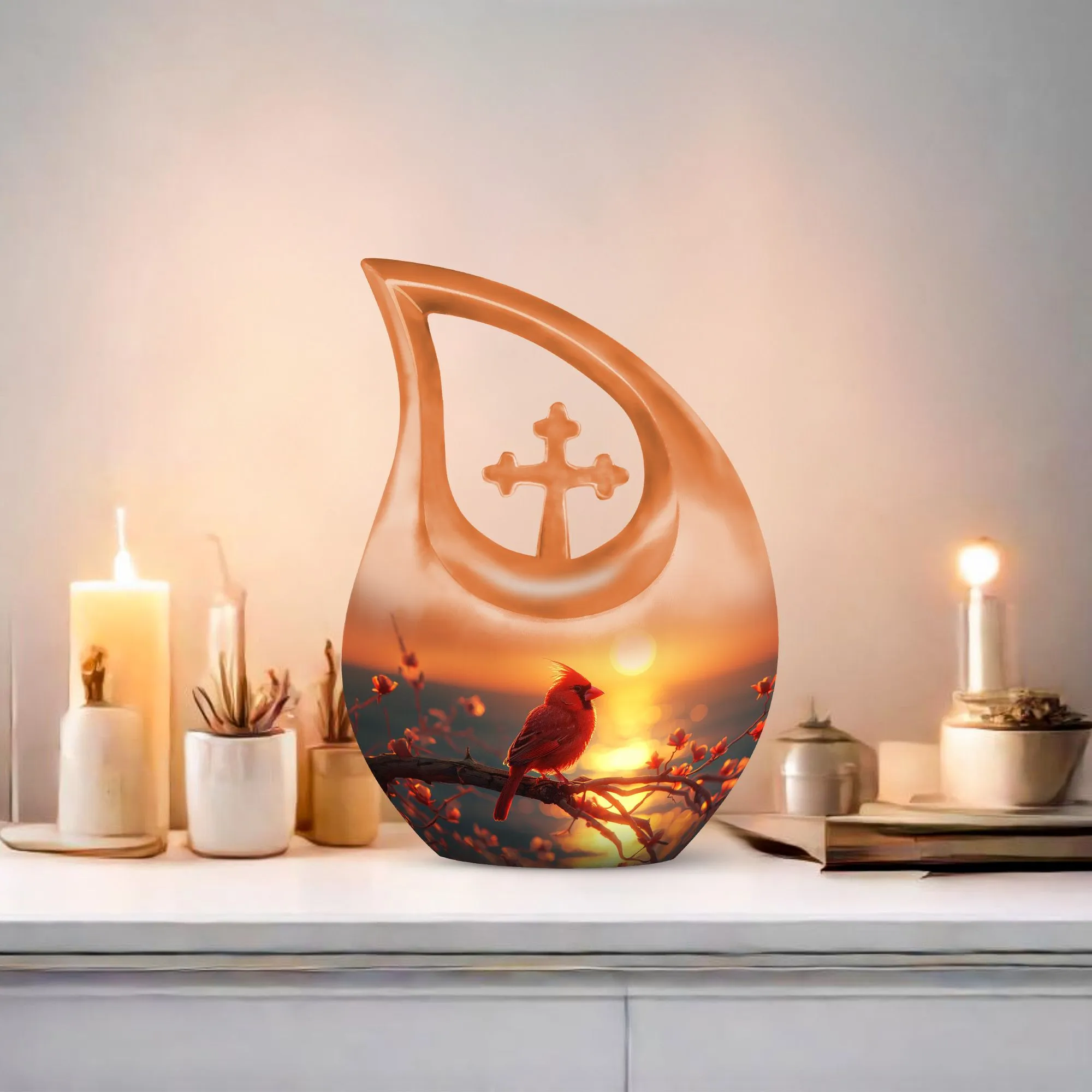 Cardinal Bird Ultimate Tribute – Cross Drop Cremation Memorial Solution