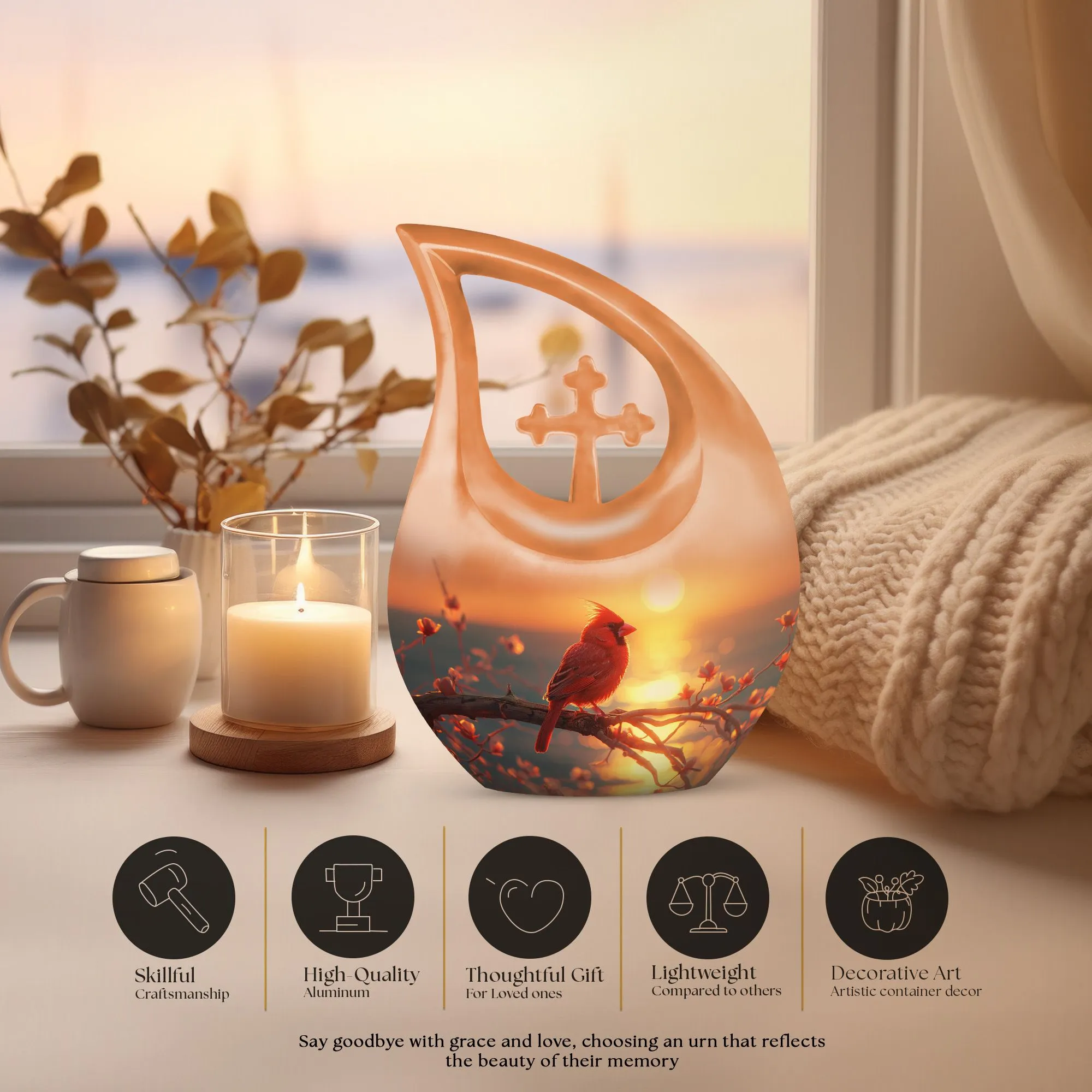 Cardinal Bird Ultimate Tribute – Cross Drop Cremation Memorial Solution
