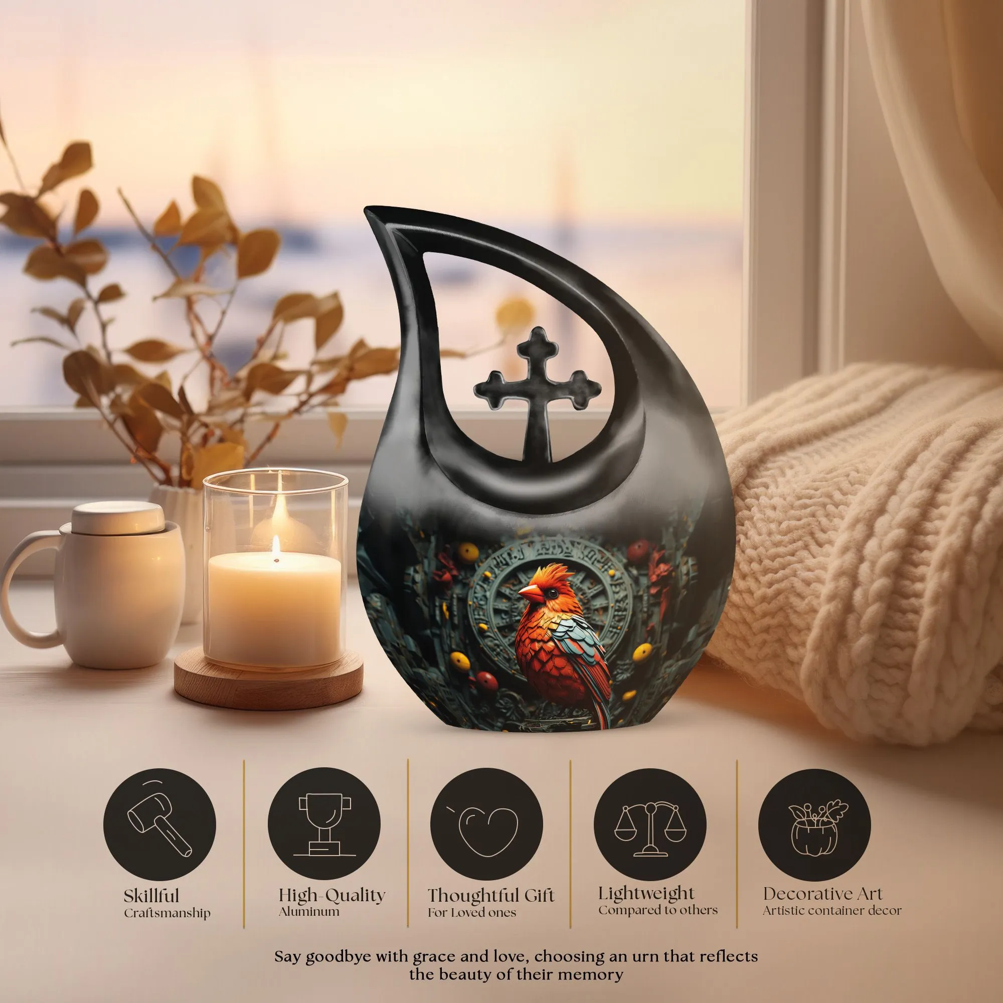 Cardinal Bird Urn: An Elegant Memorial Urn for Ashes