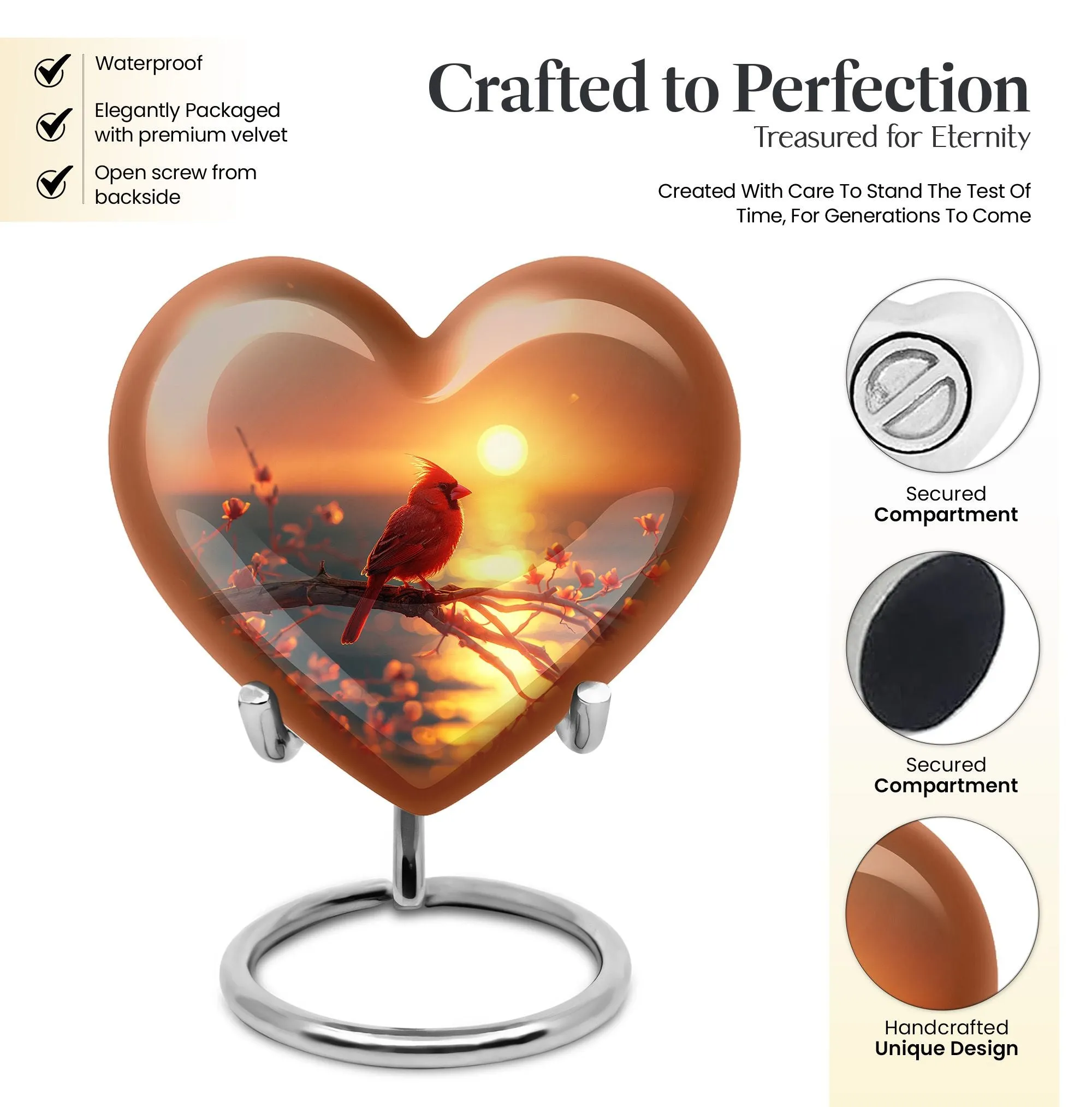 Cardinal Bird Urn - Cherished Memorabilia Cremation Keepsake