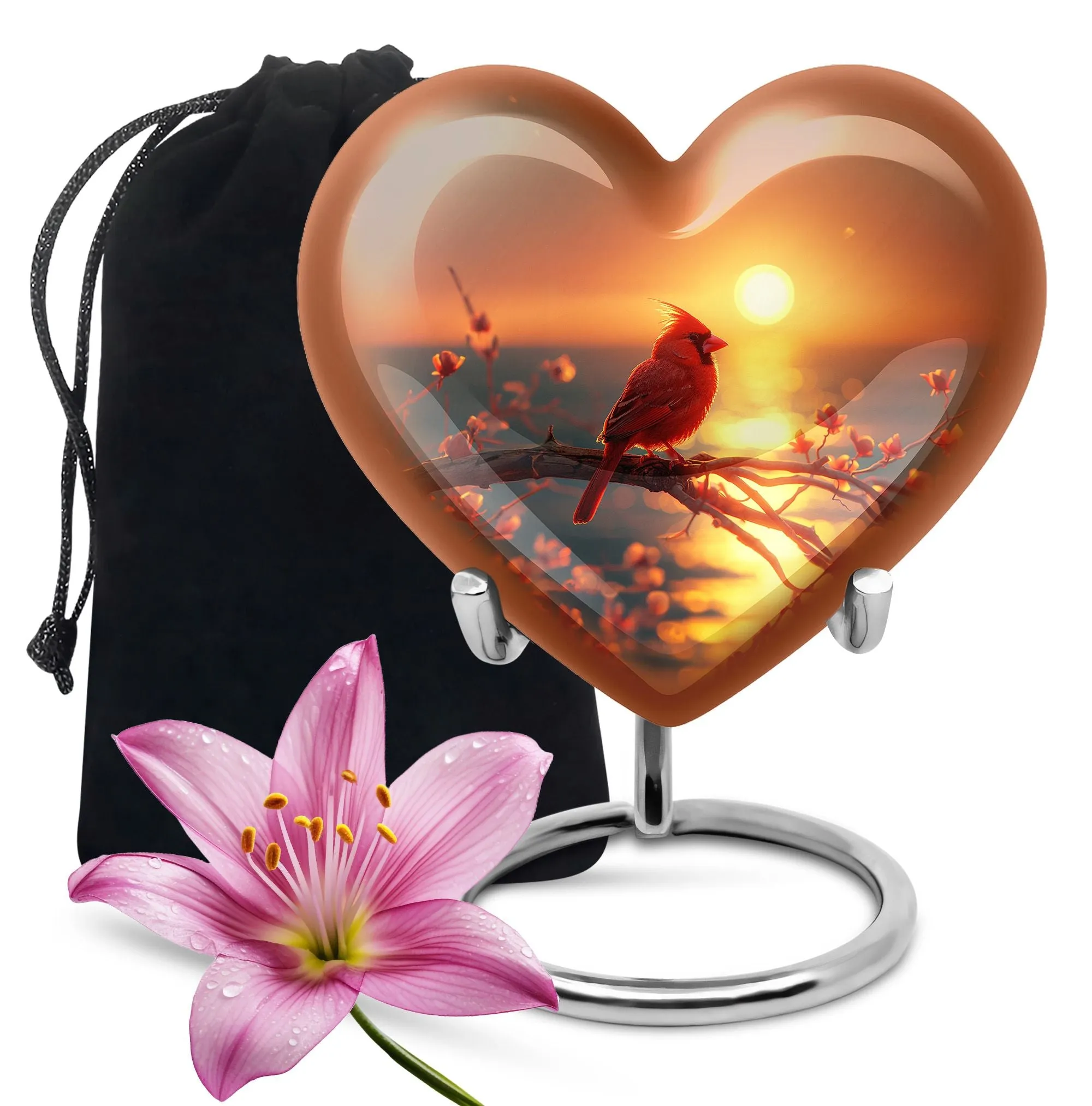 Cardinal Bird Urn - Cherished Memorabilia Cremation Keepsake