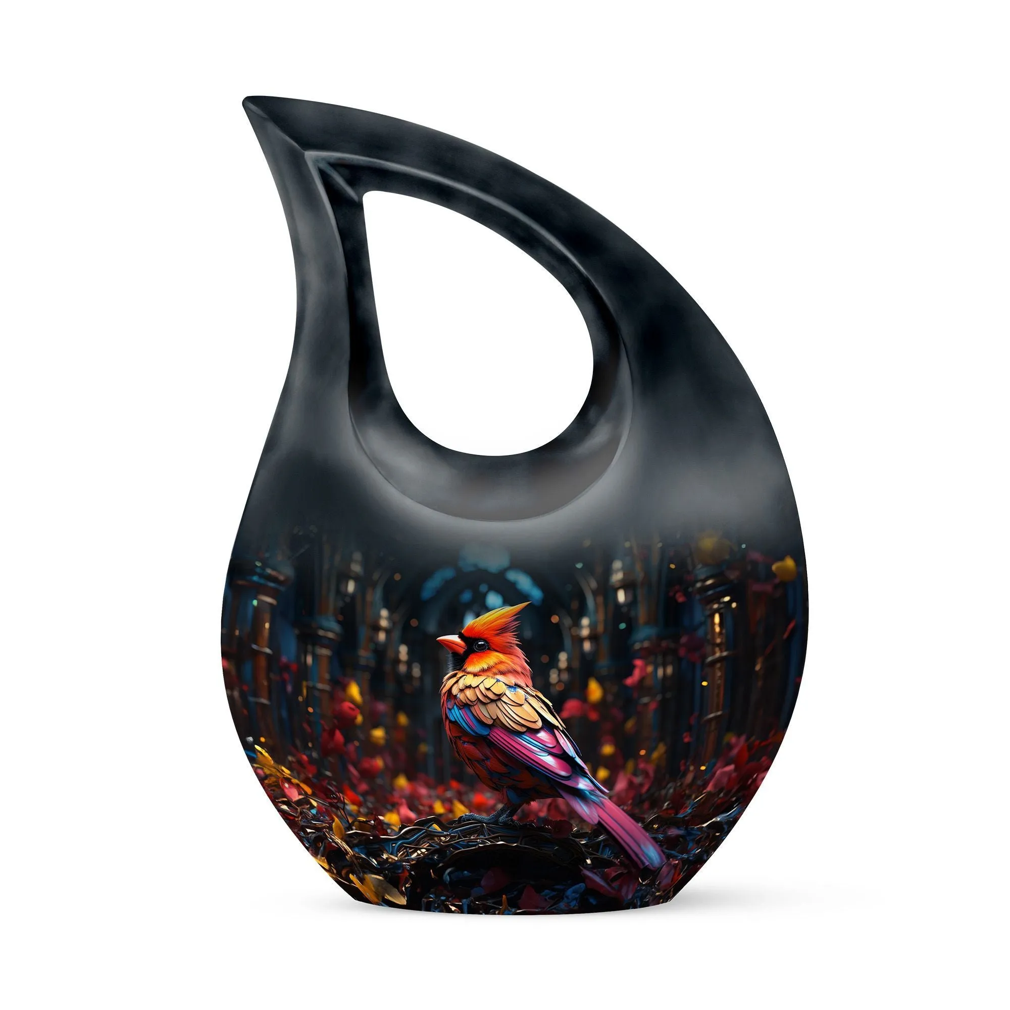 Cardinal Bird Urn : Container For Cremated Adult Human Ashes