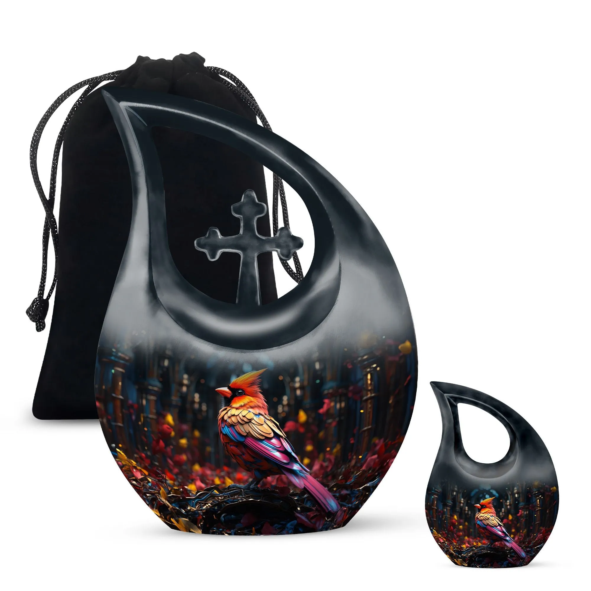 Cardinal Bird Urn : Container For Cremated Adult Human Ashes