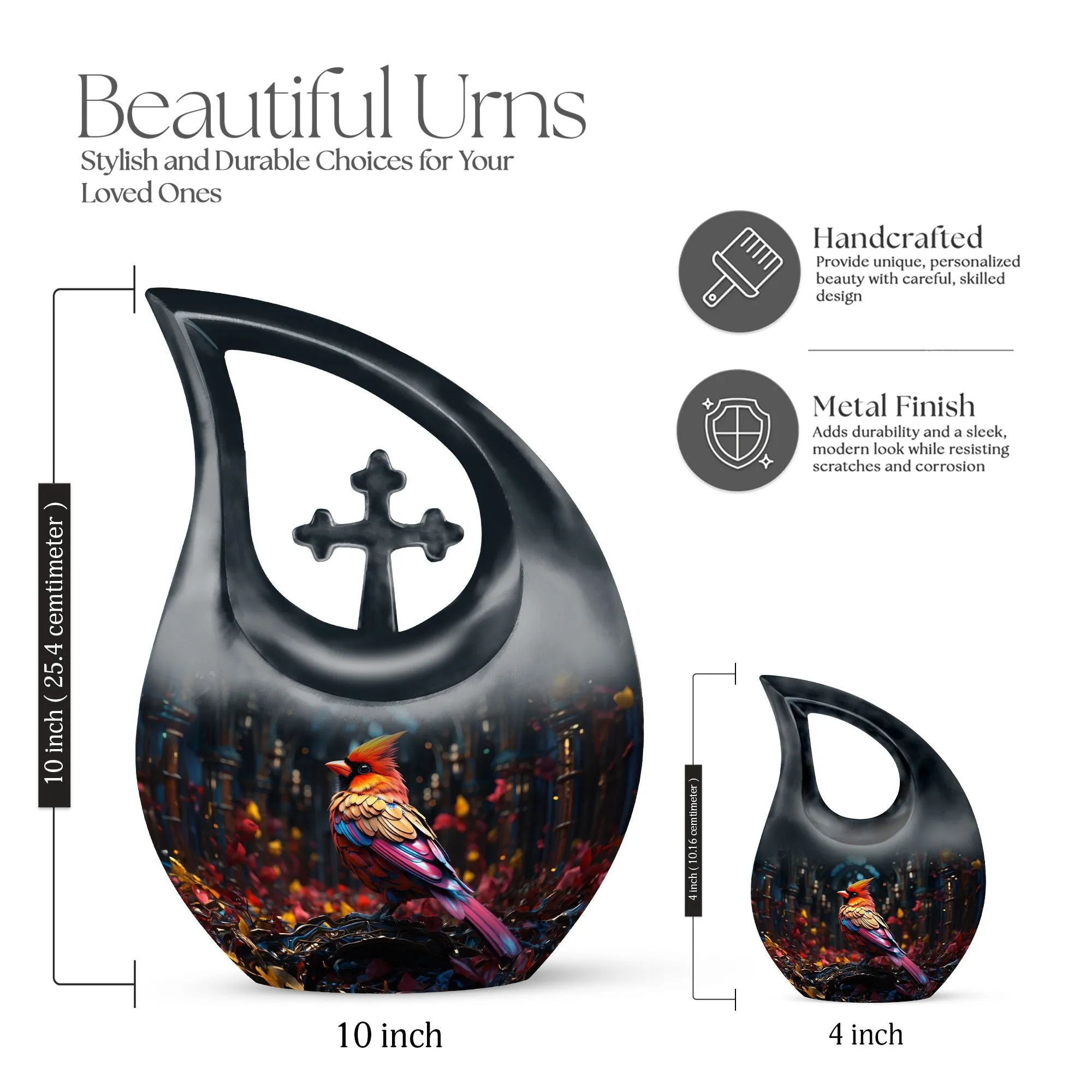 Cardinal Bird Urn : Container For Cremated Adult Human Ashes