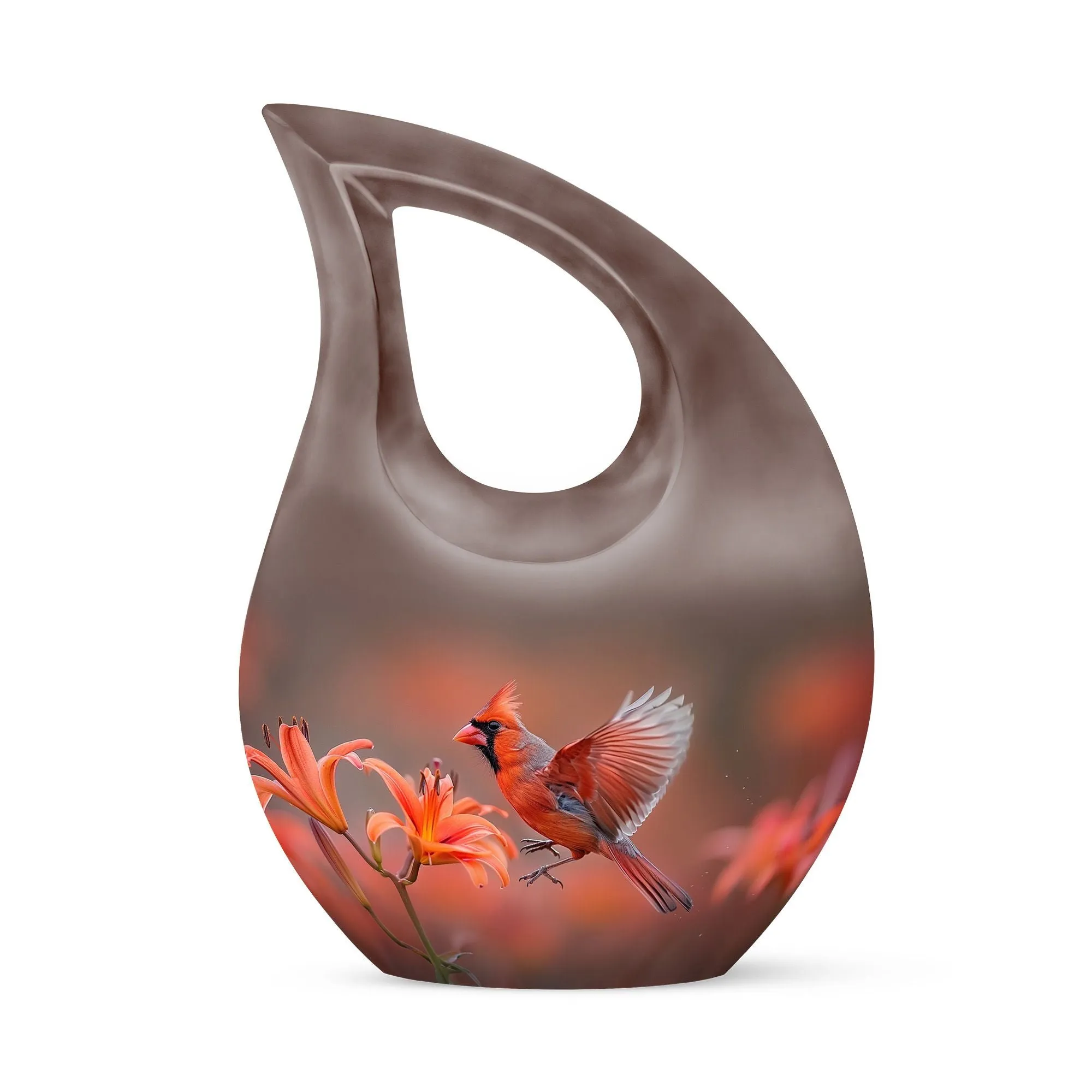 Cardinal Bird Urn Cross Drop Memorial - Honouring Lifetime Memories