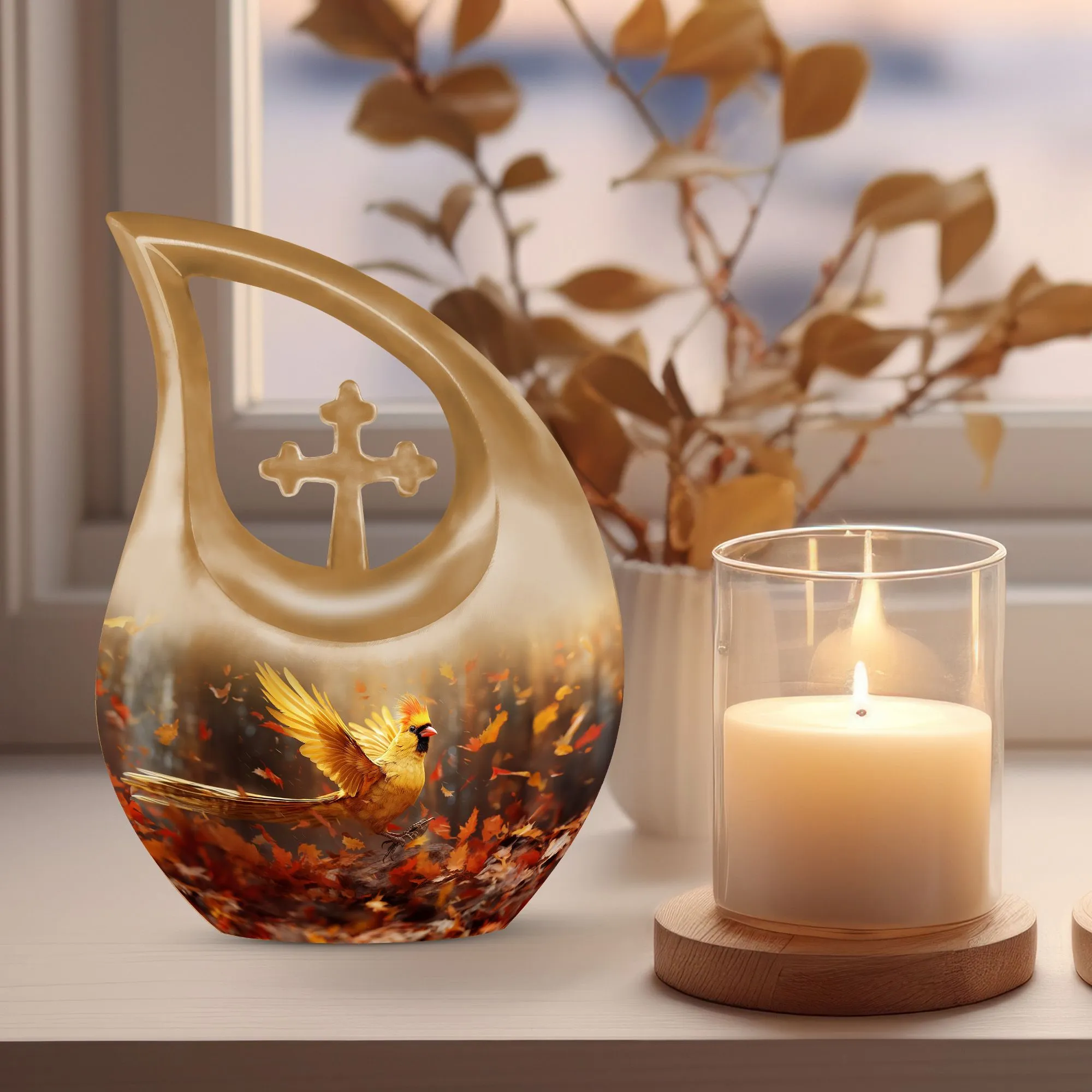 Cardinal Bird Urn - Keepsake Cremation Urn For Human Ashes