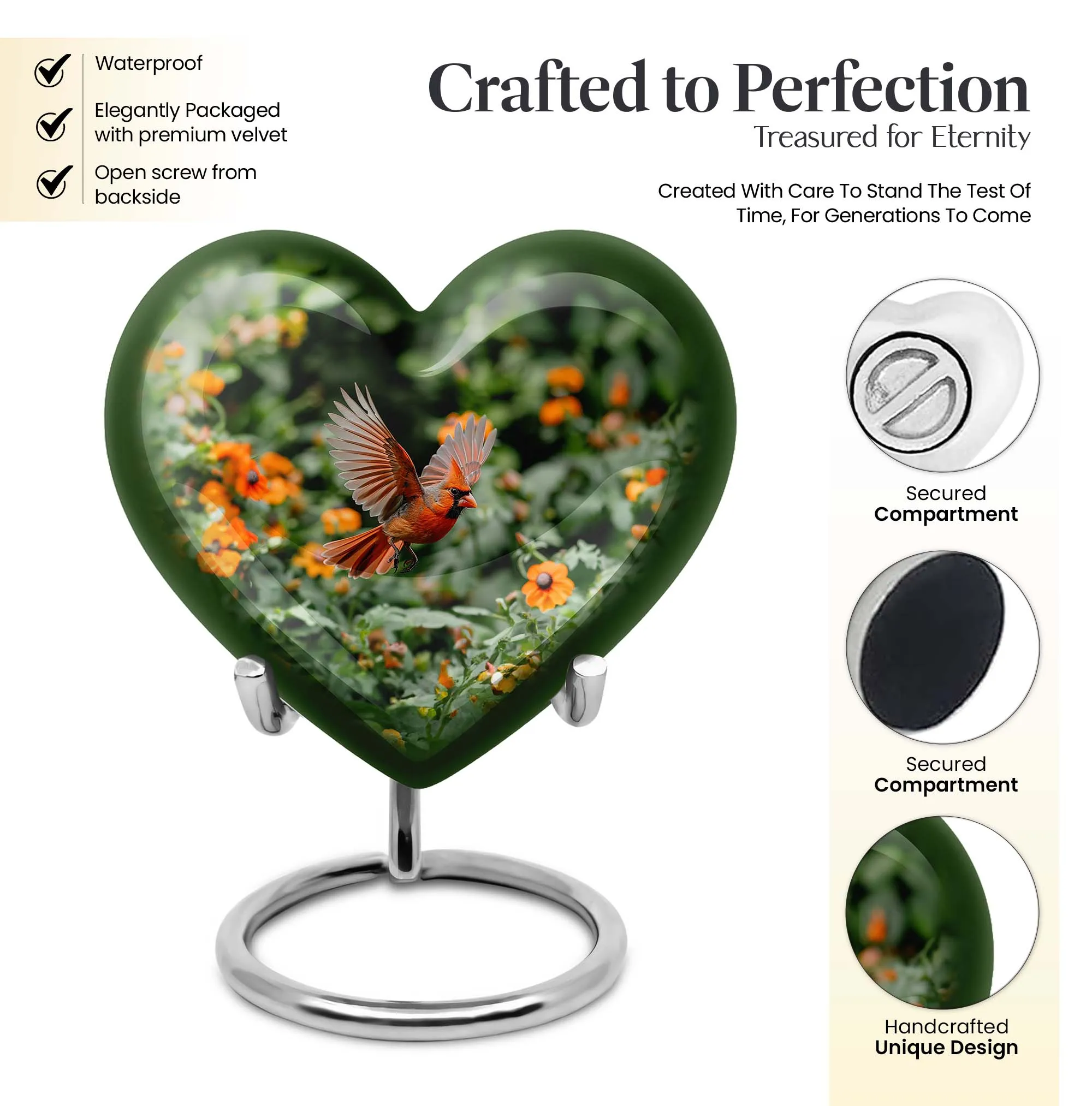 Cardinal Tribute: Unique Human Ashes Funeral Cremation Urn