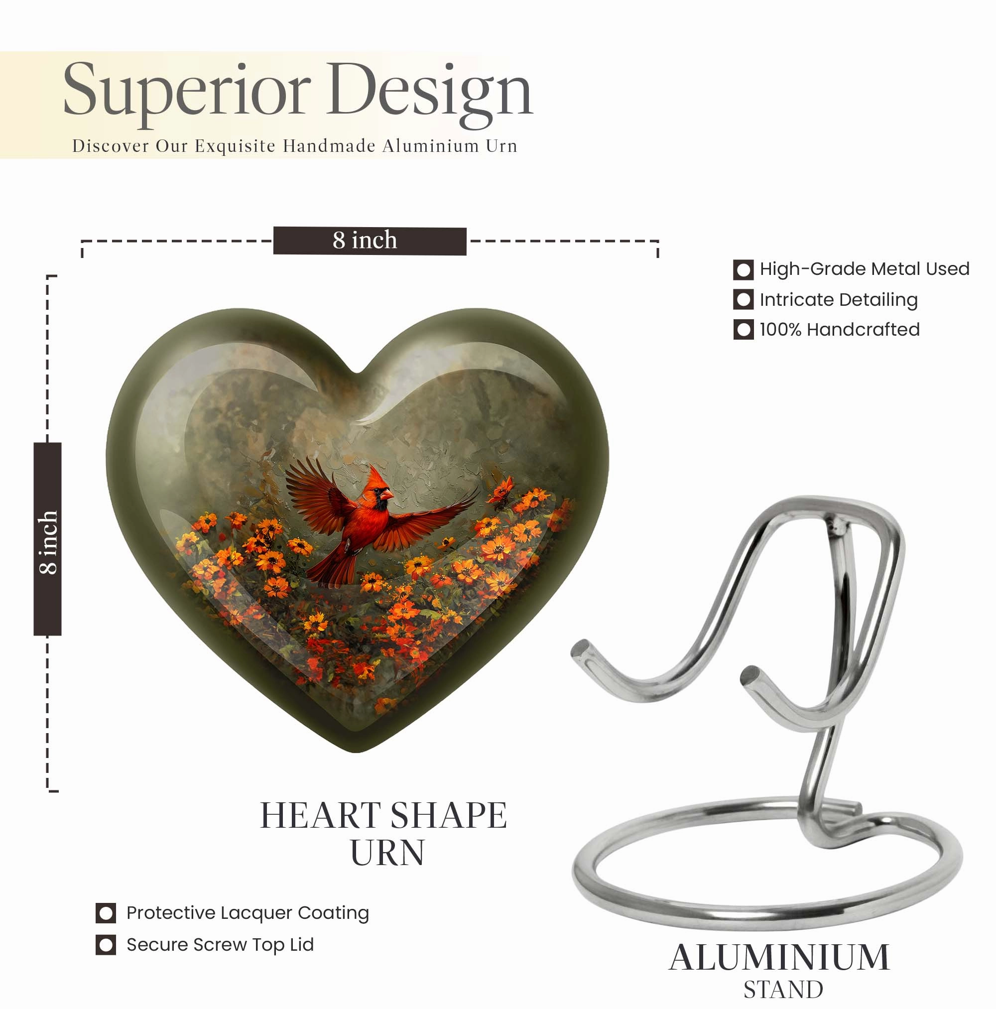 Cardinal Bird Legacy - Aesthetic Cremation Remembrance Urn