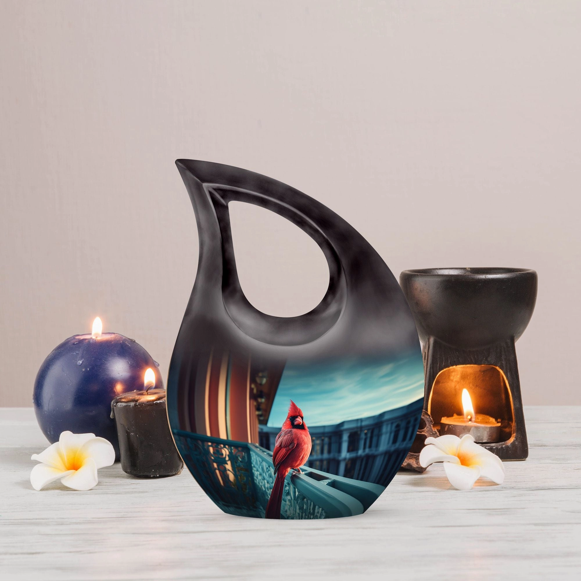 Cardinal Bird Memorial Urn - Personalized Container For Ashes