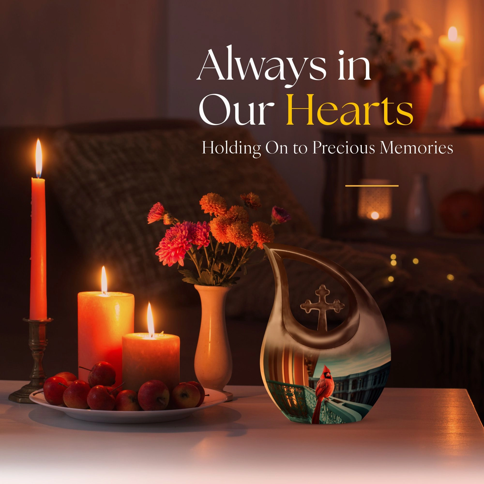 Cardinal Bird Memorial Urn - Personalized Container For Ashes