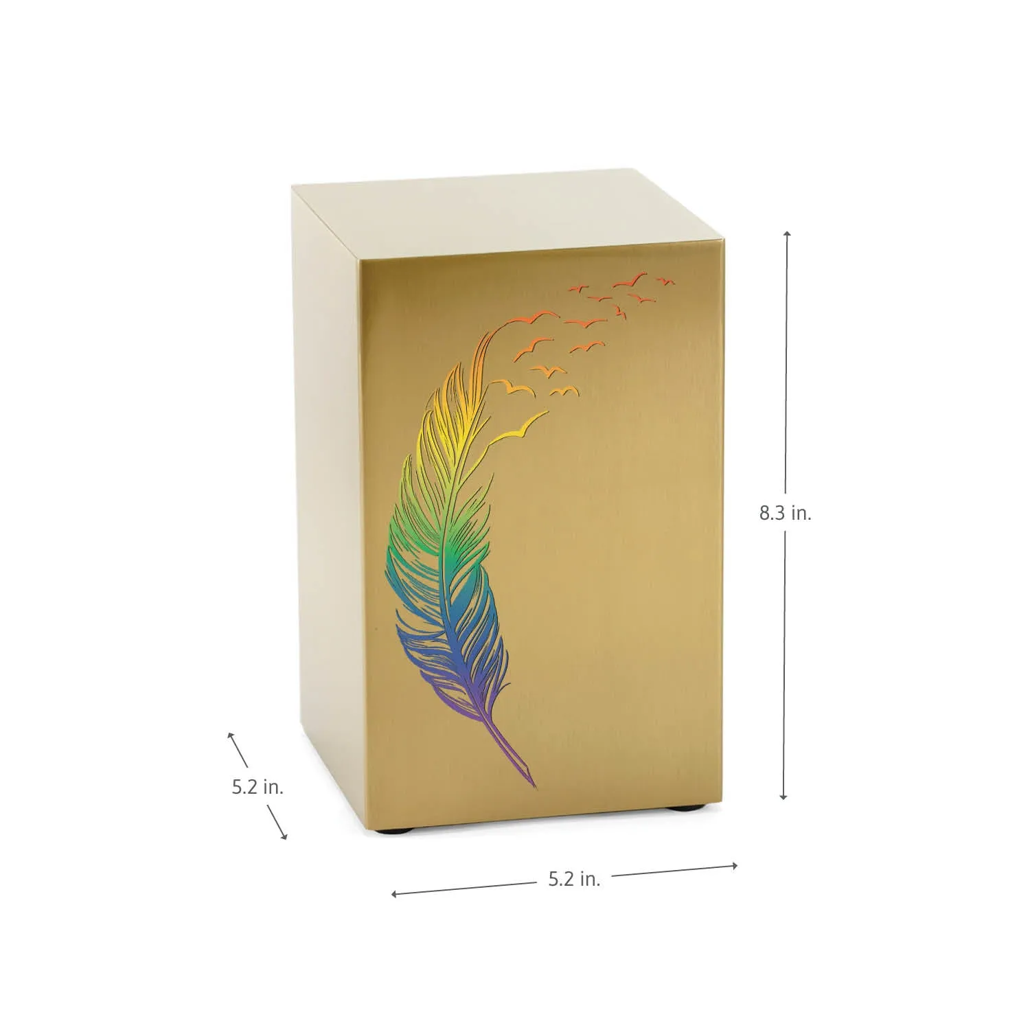 Cascade Bronze Cremation Urn With Rainbow Take Flight Feather