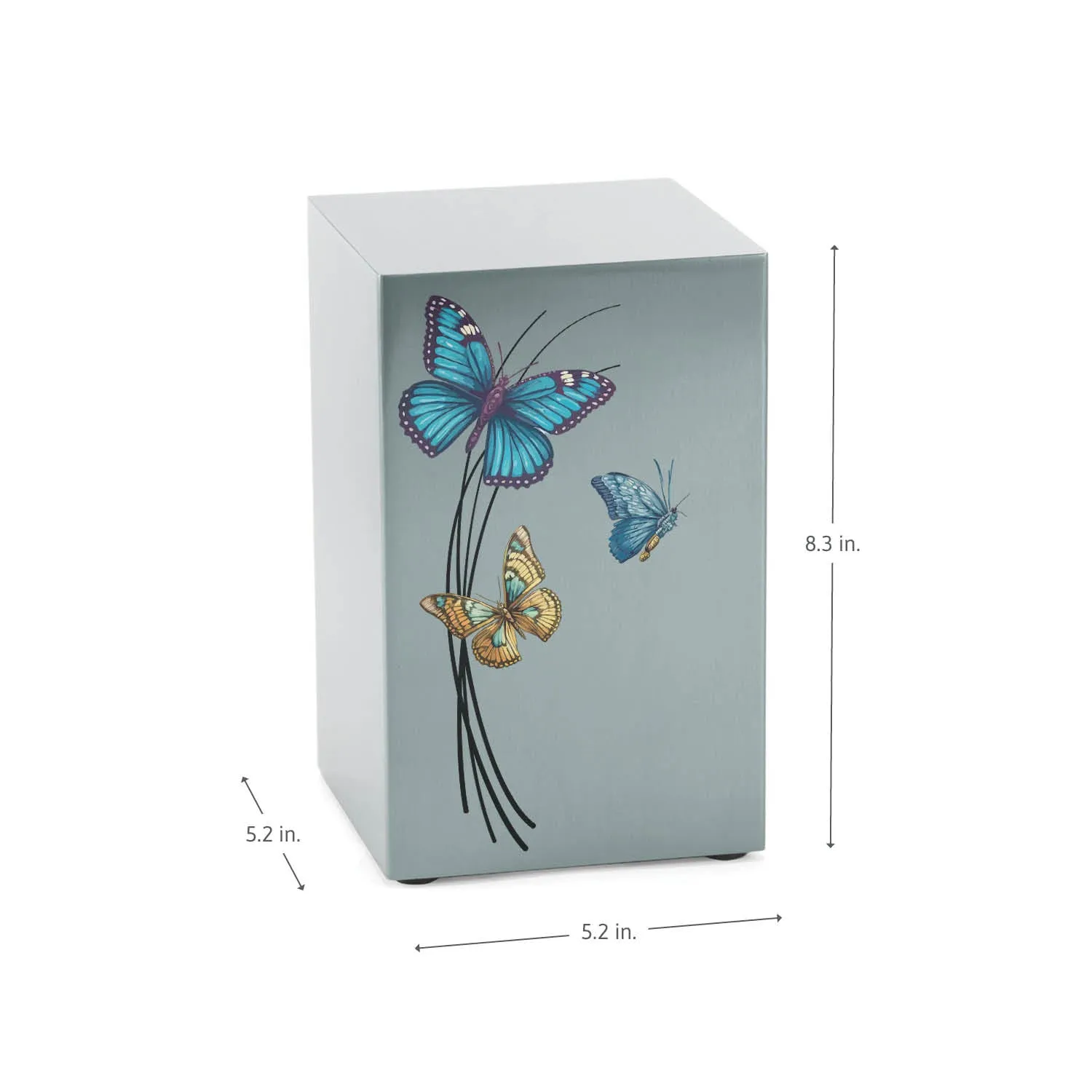 Cascade Pewter Cremation Urn With Blue & Yellow Butterflies