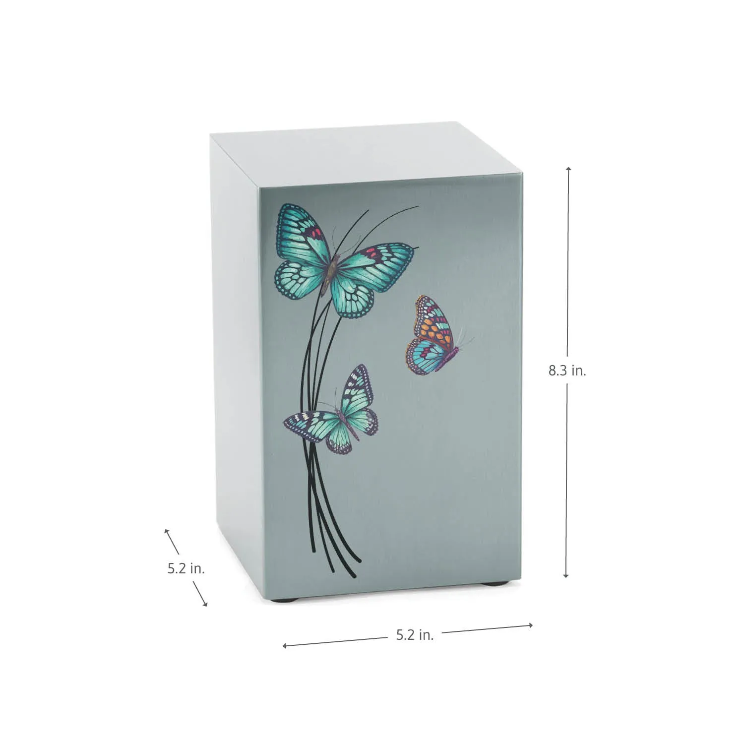 Cascade Pewter Cremation Urn With Teal Butterflies