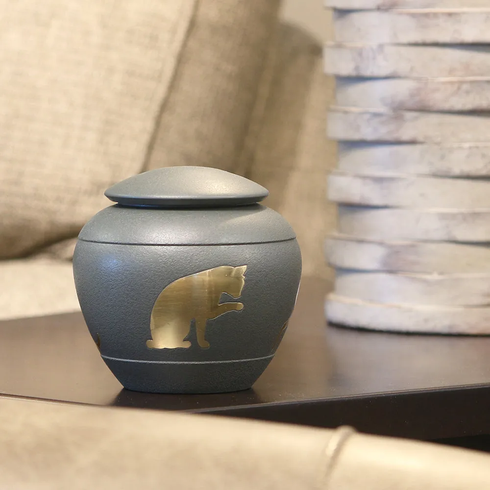 Cat Silhouette Cremation Urn in Shale