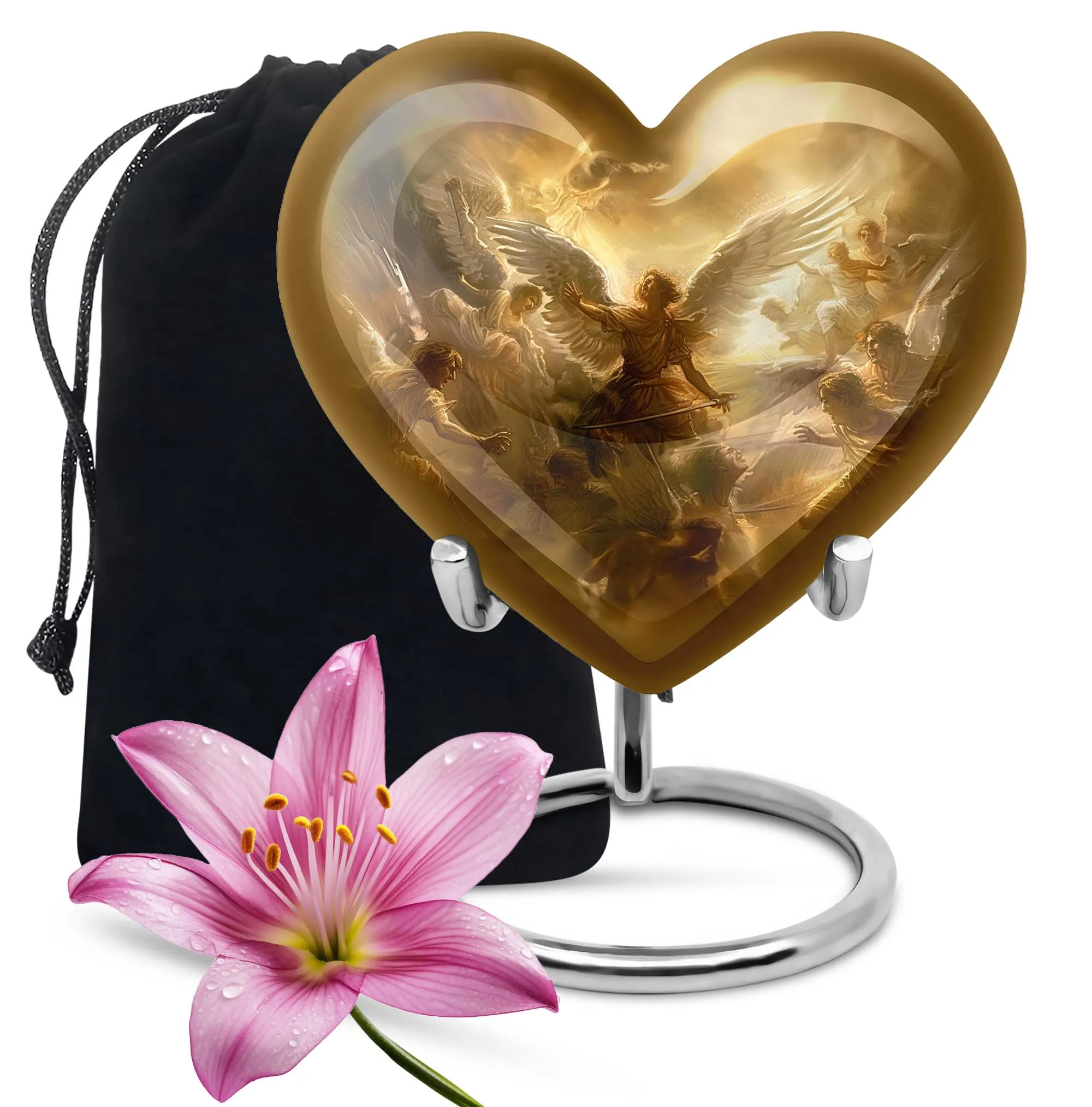 Catholic Cremation Heart Urn - Sacred Tribute for Loved Ones