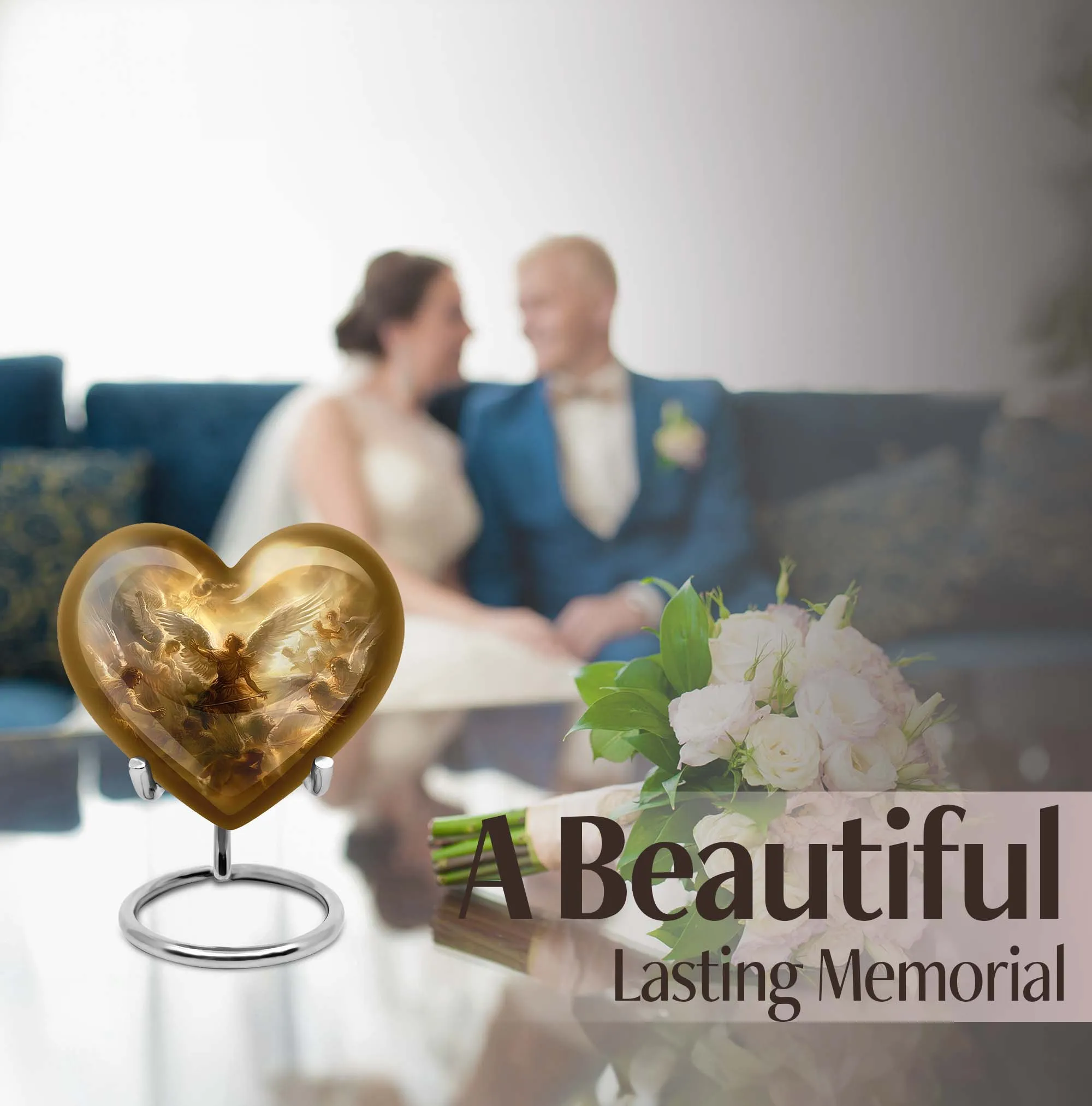 Catholic Cremation Heart Urn - Sacred Tribute for Loved Ones
