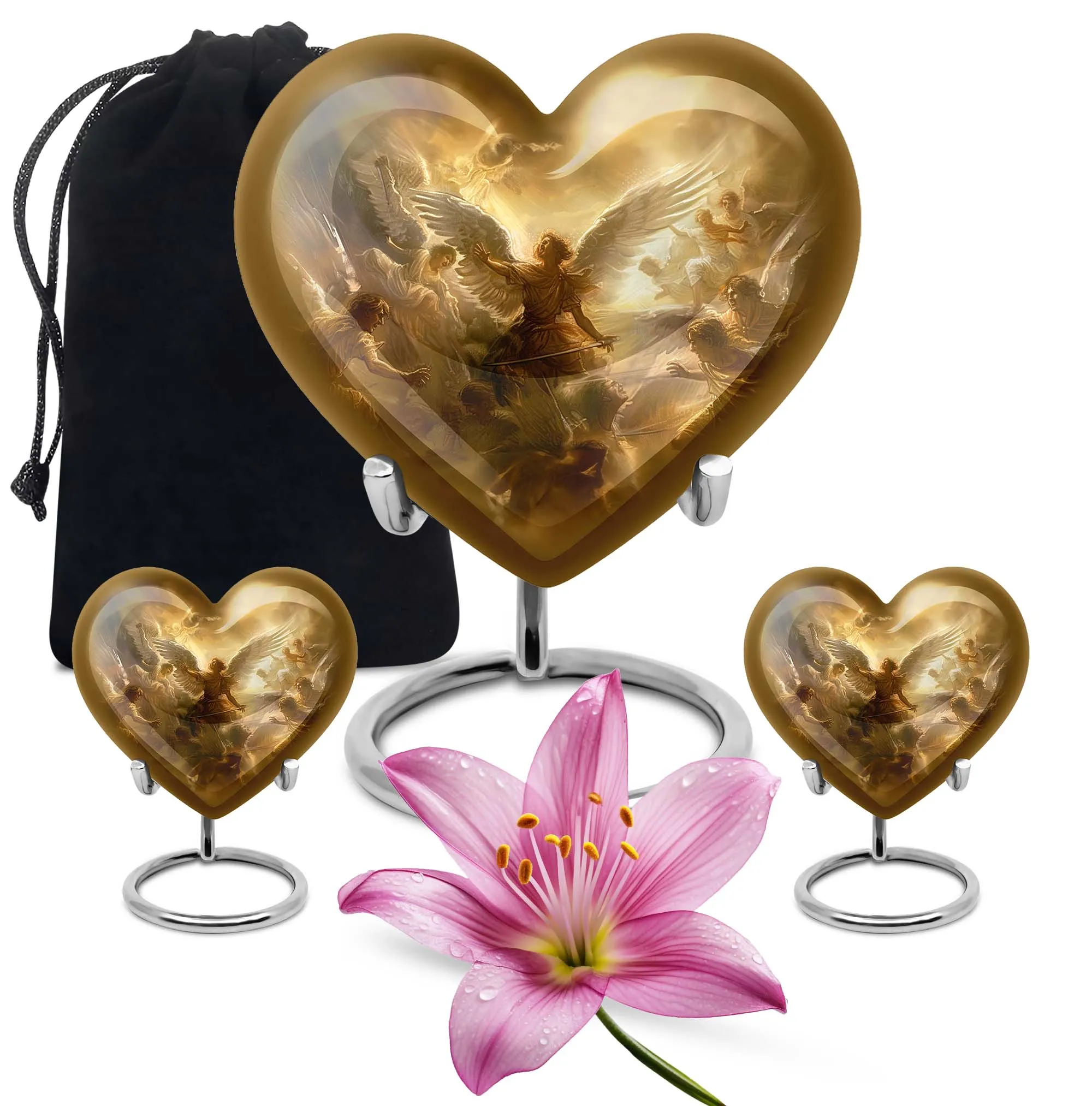 Catholic Cremation Heart Urn - Sacred Tribute for Loved Ones