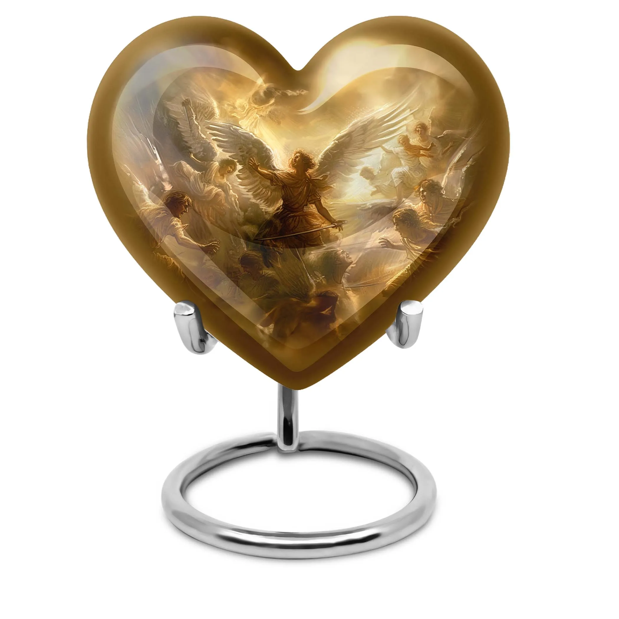 Catholic Cremation Heart Urn - Sacred Tribute for Loved Ones