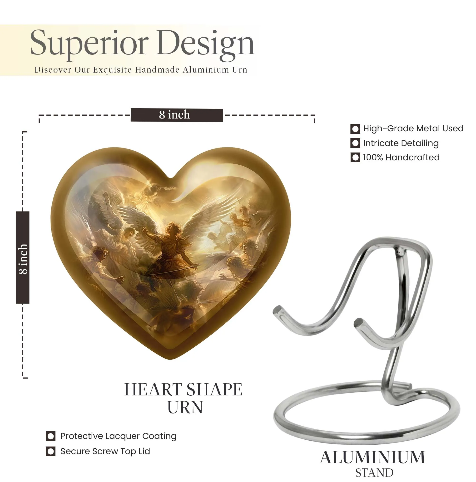 Catholic Cremation Heart Urn - Sacred Tribute for Loved Ones