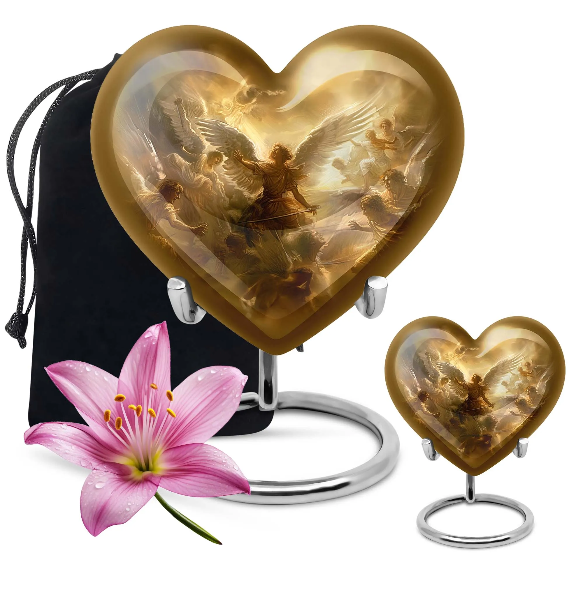 Catholic Cremation Heart Urn - Sacred Tribute for Loved Ones