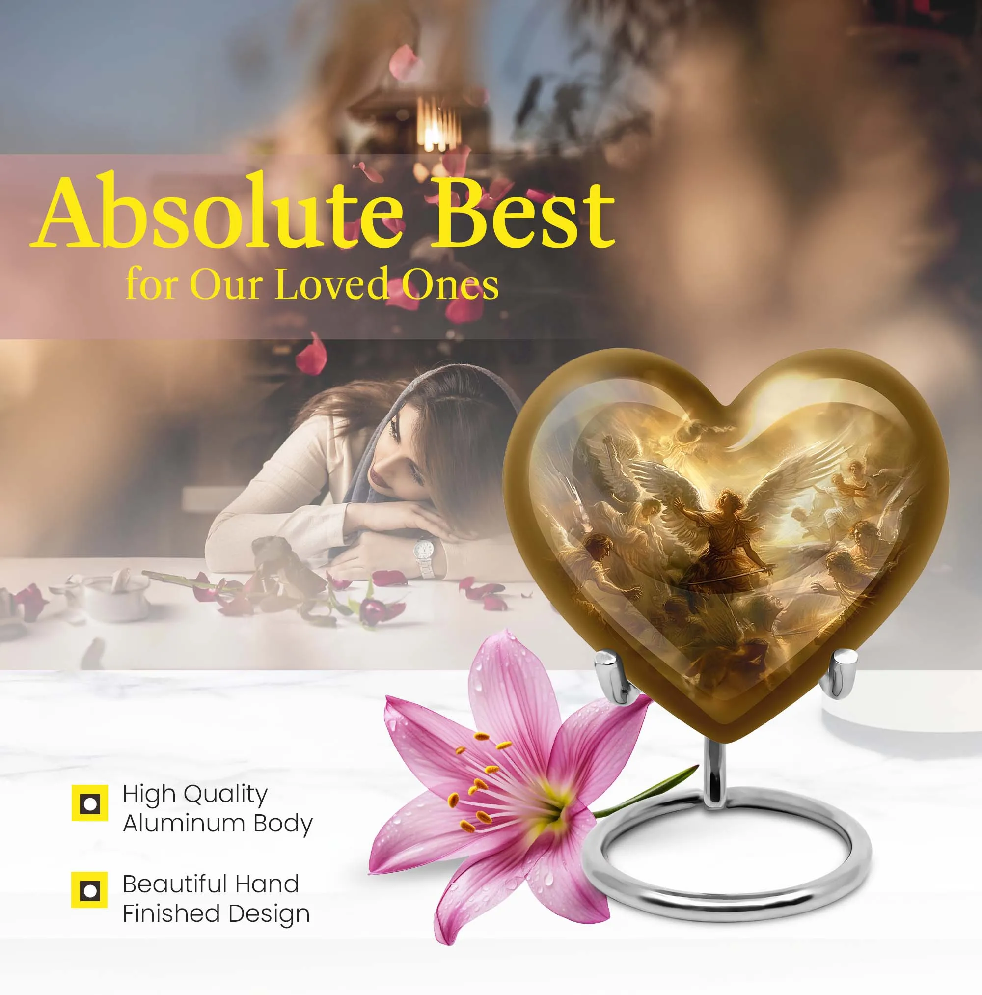 Catholic Cremation Heart Urn - Sacred Tribute for Loved Ones