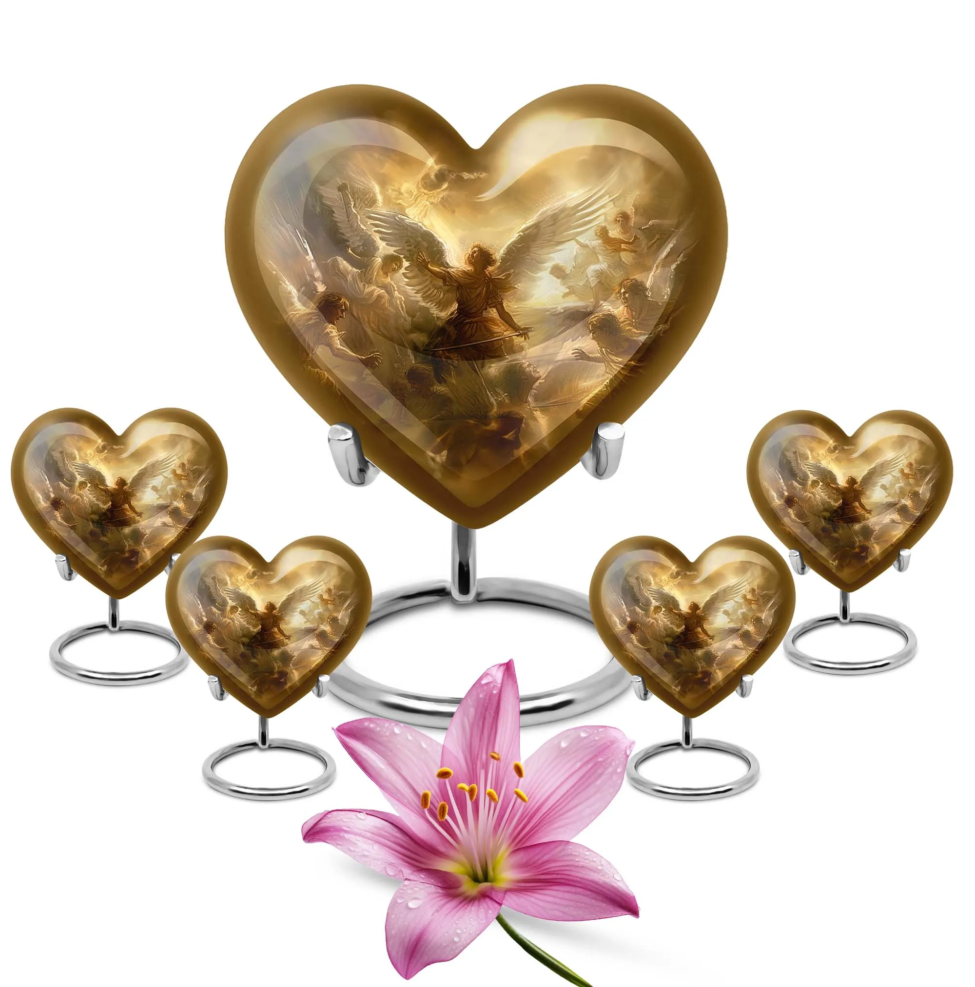 Catholic Cremation Heart Urn - Sacred Tribute for Loved Ones