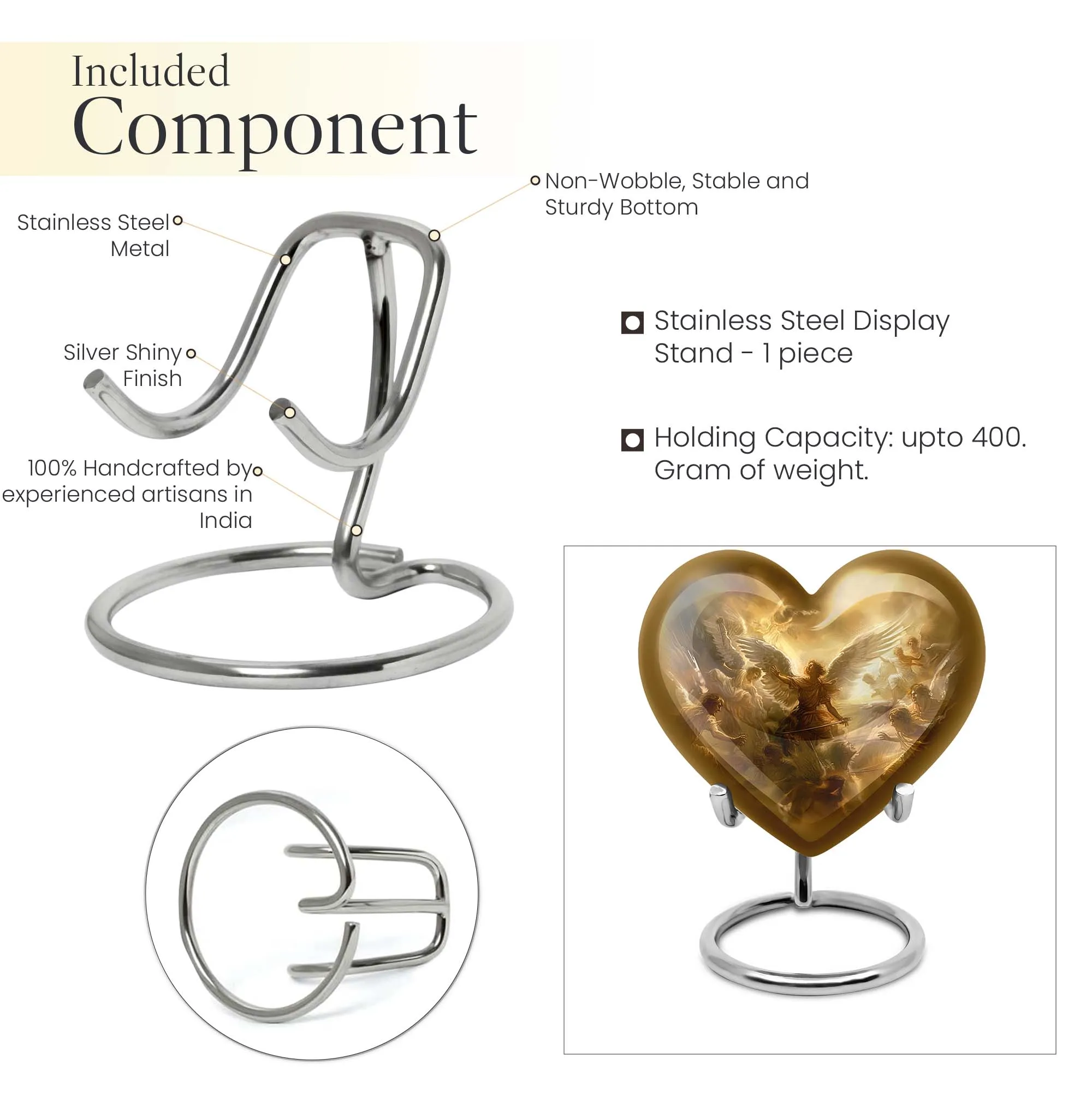 Catholic Cremation Heart Urn - Sacred Tribute for Loved Ones