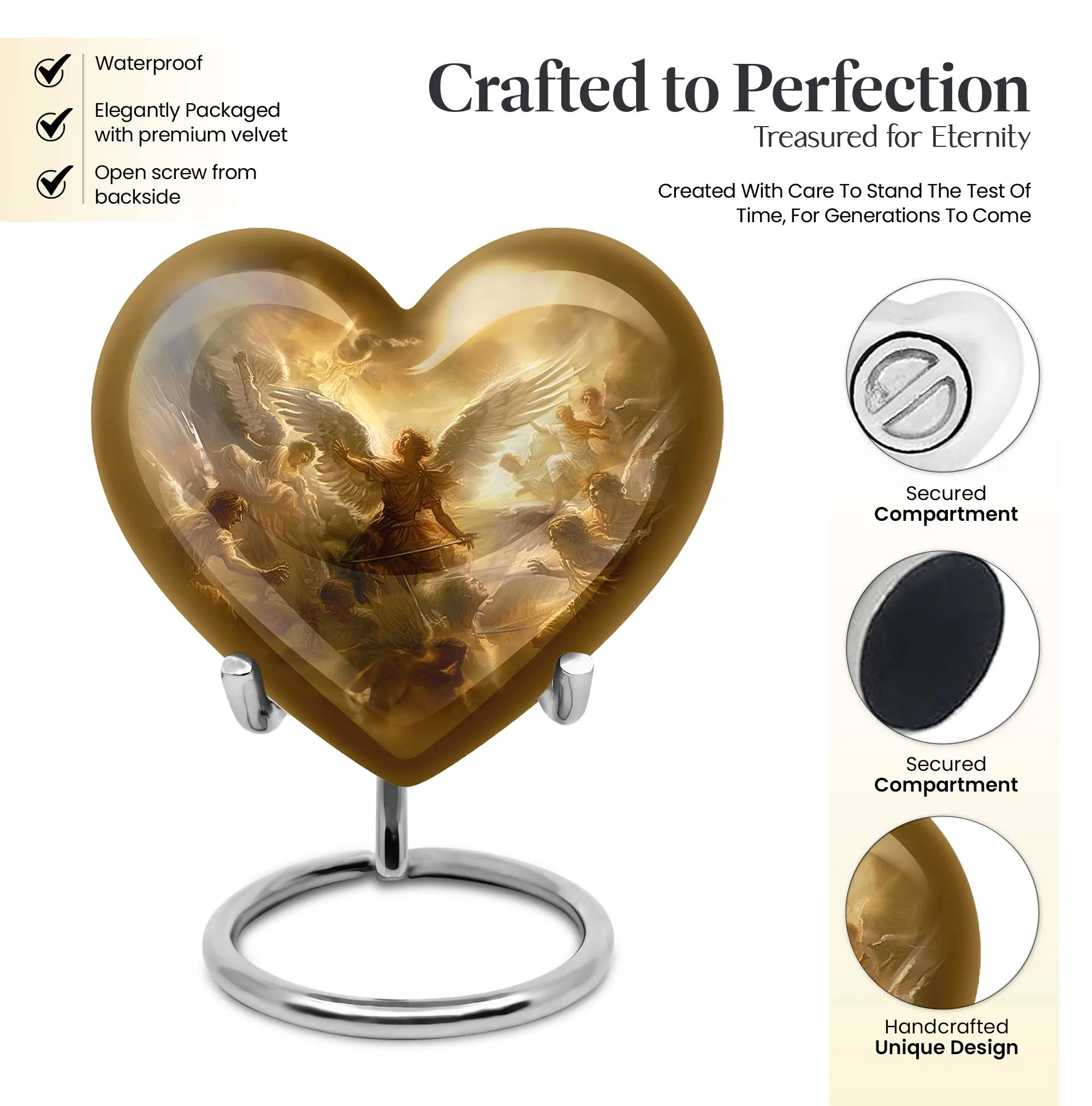 Catholic Cremation Heart Urn - Sacred Tribute for Loved Ones