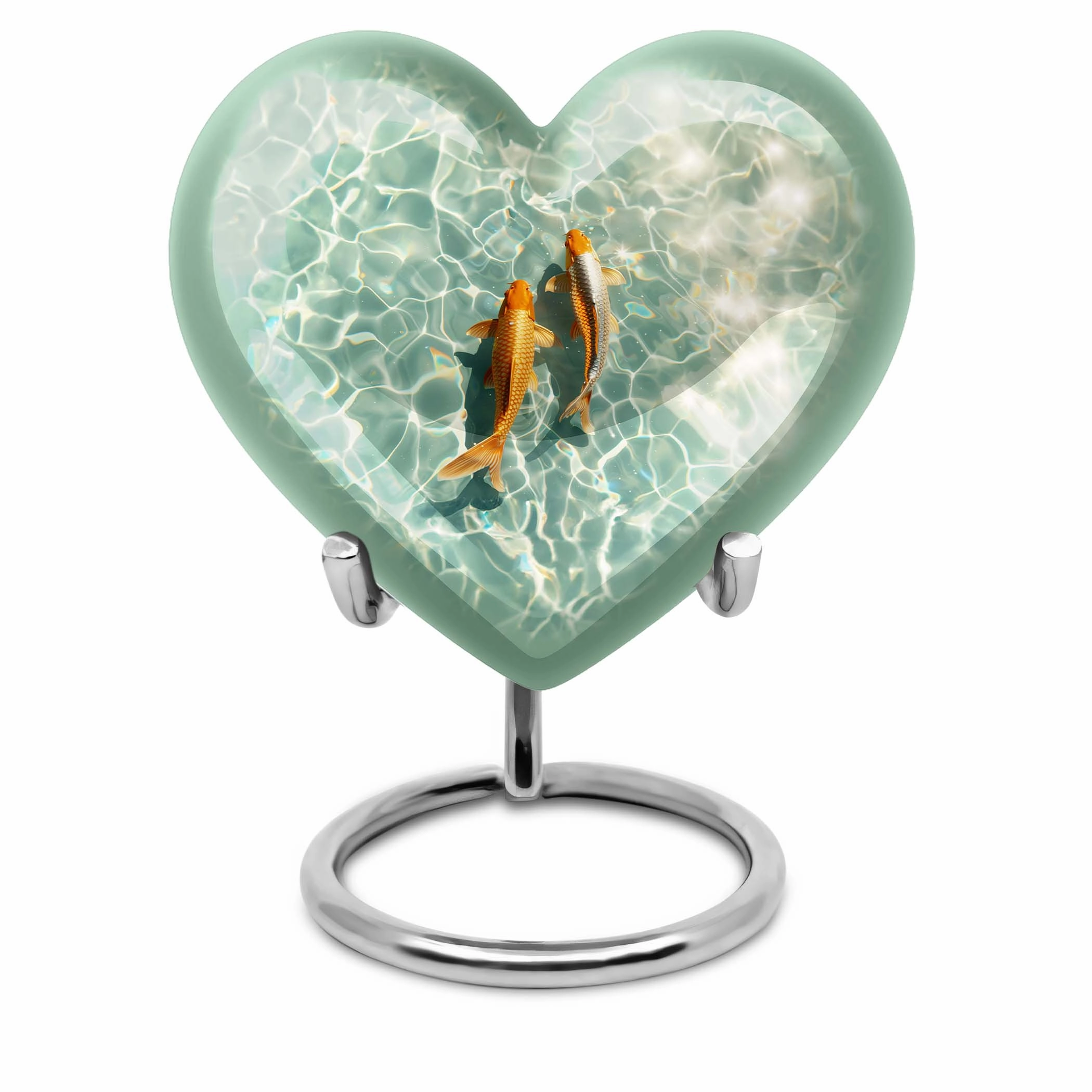 Cherished Memories - Gold Fish Heart Cremation Finery Urn