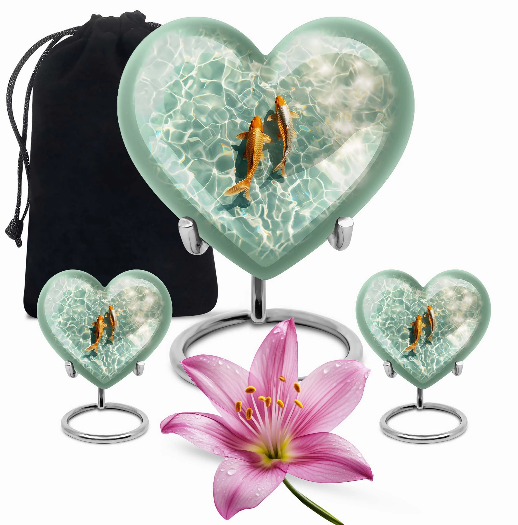 Cherished Memories - Gold Fish Heart Cremation Finery Urn