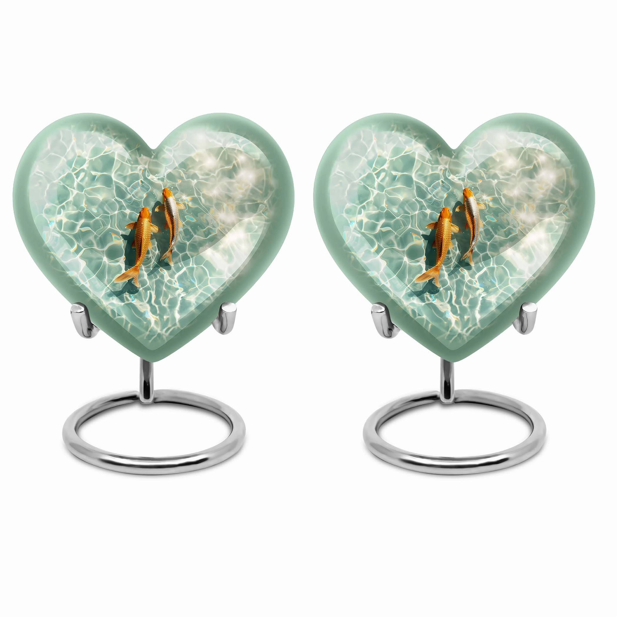 Cherished Memories - Gold Fish Heart Cremation Finery Urn
