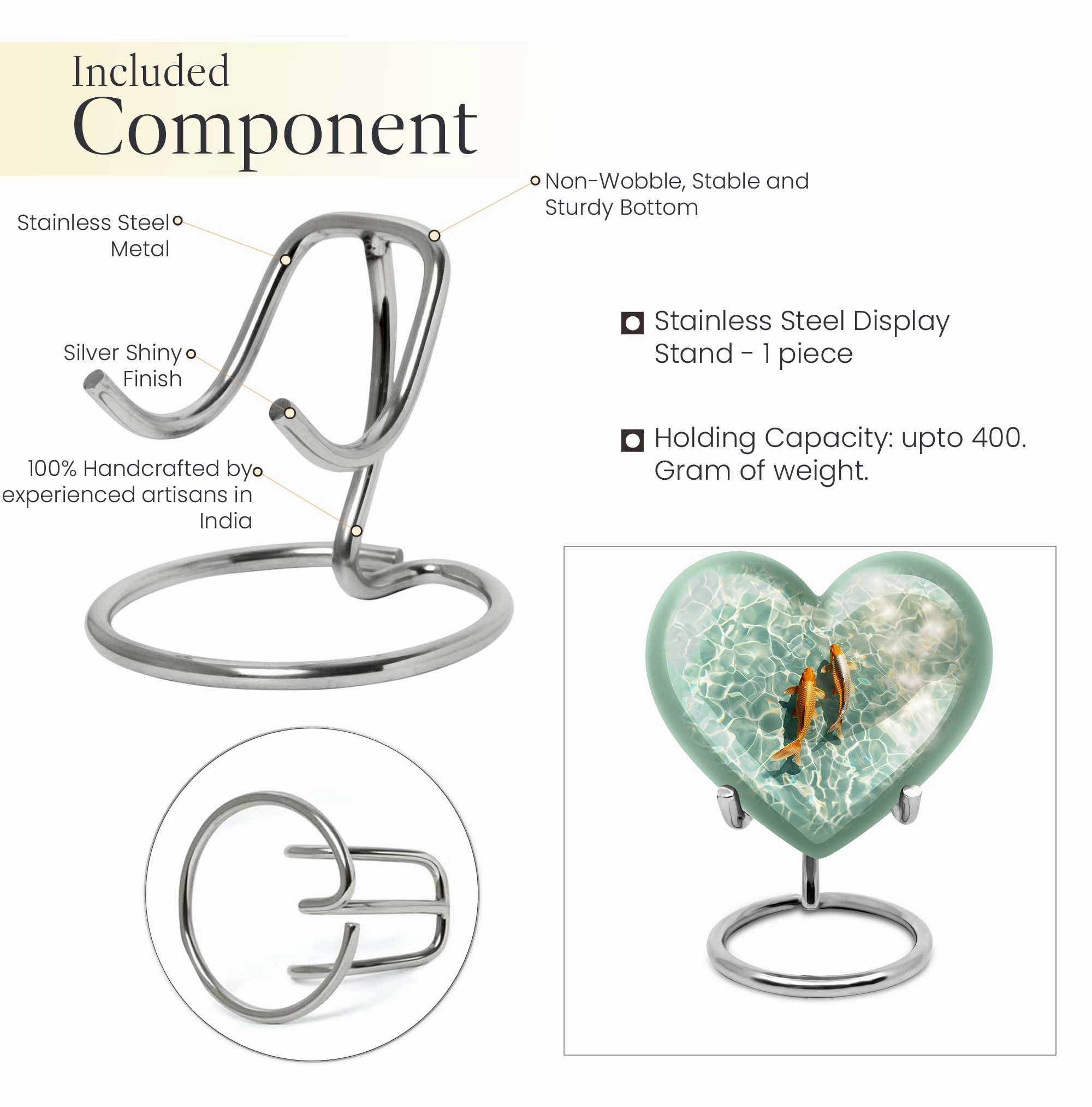 Cherished Memories - Gold Fish Heart Cremation Finery Urn
