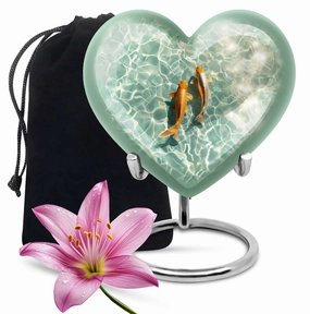 Cherished Memories - Gold Fish Heart Cremation Finery Urn