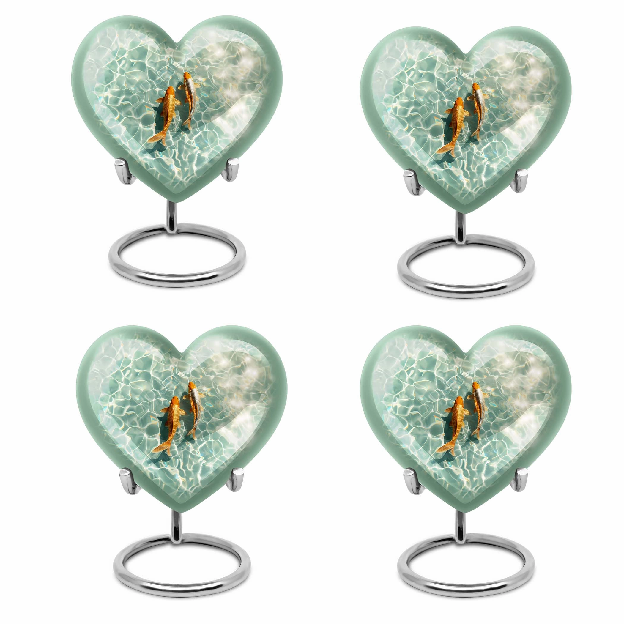 Cherished Memories - Gold Fish Heart Cremation Finery Urn
