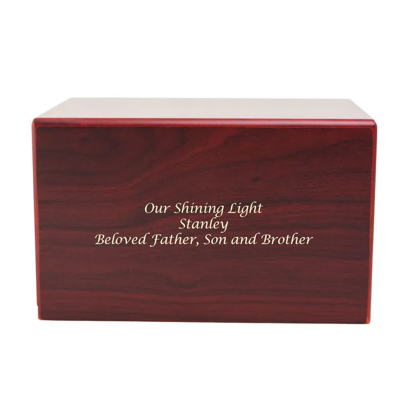Cherry MDF Cremation Urn with Sliding Panel In Large