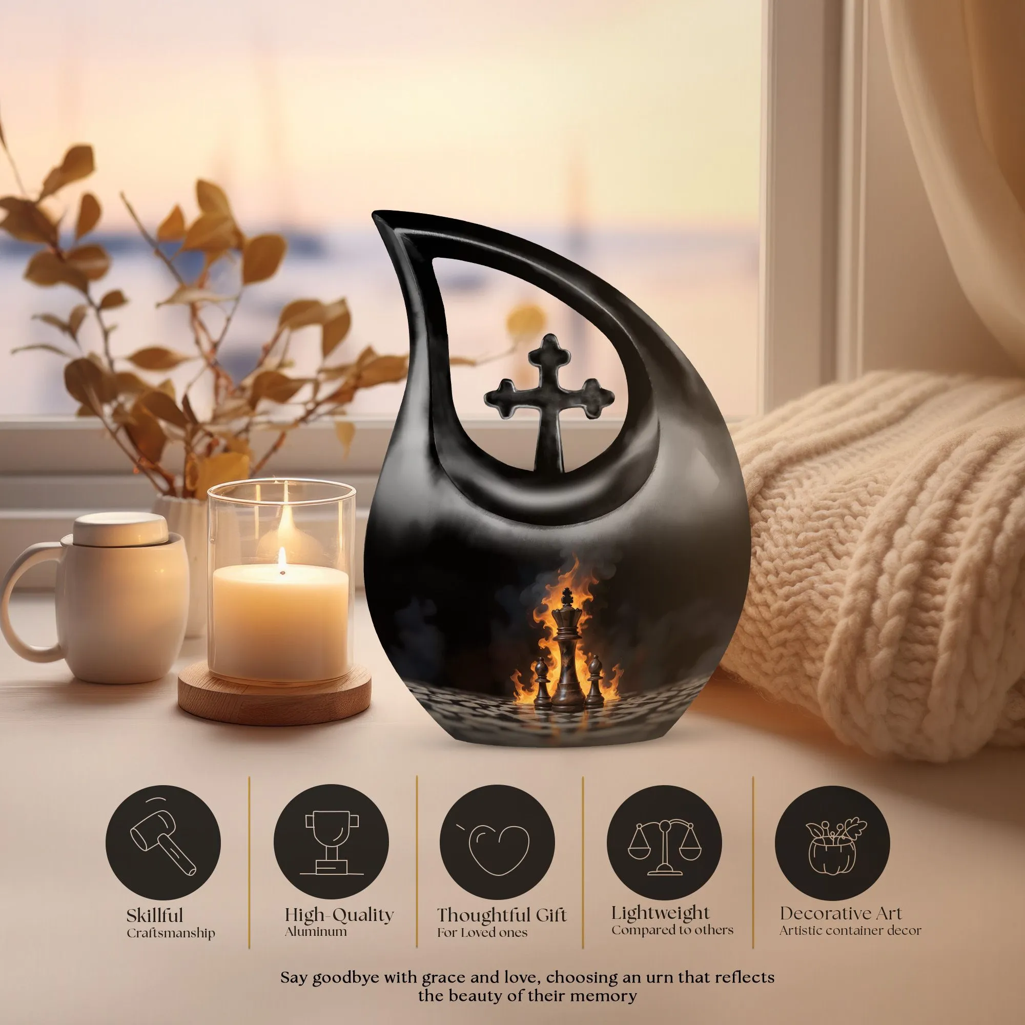 Chess Urn: Little Cremation Memorial Keepsake Urn for Adults