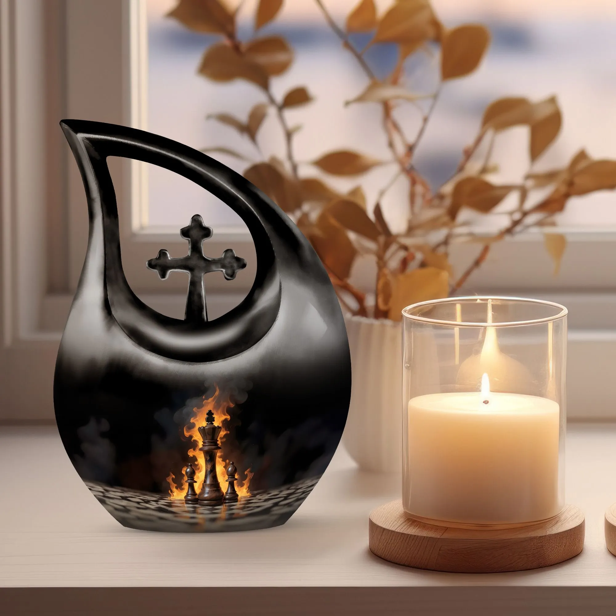 Chess Urn: Little Cremation Memorial Keepsake Urn for Adults