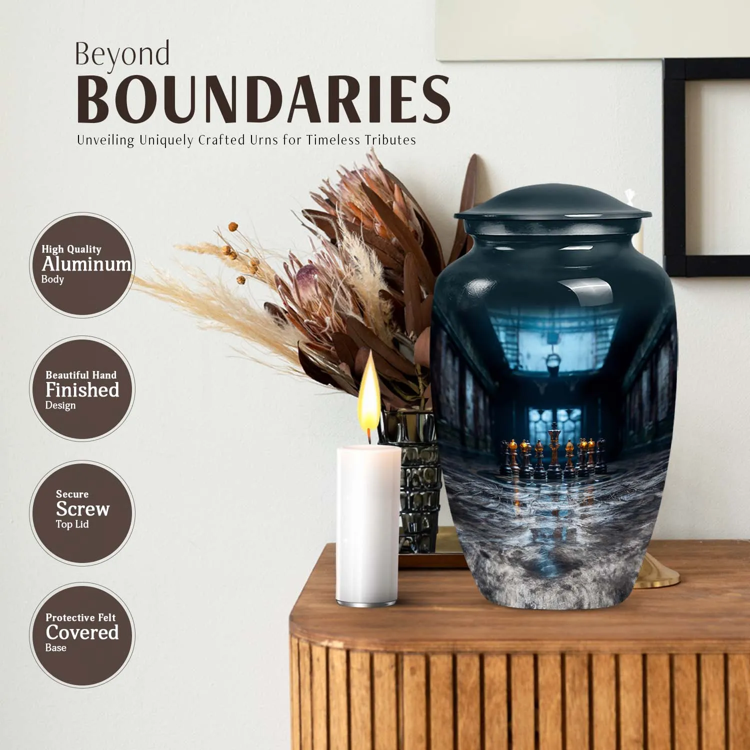 Chess Urn Tribute: Adult Cremation Memorial Remembrance