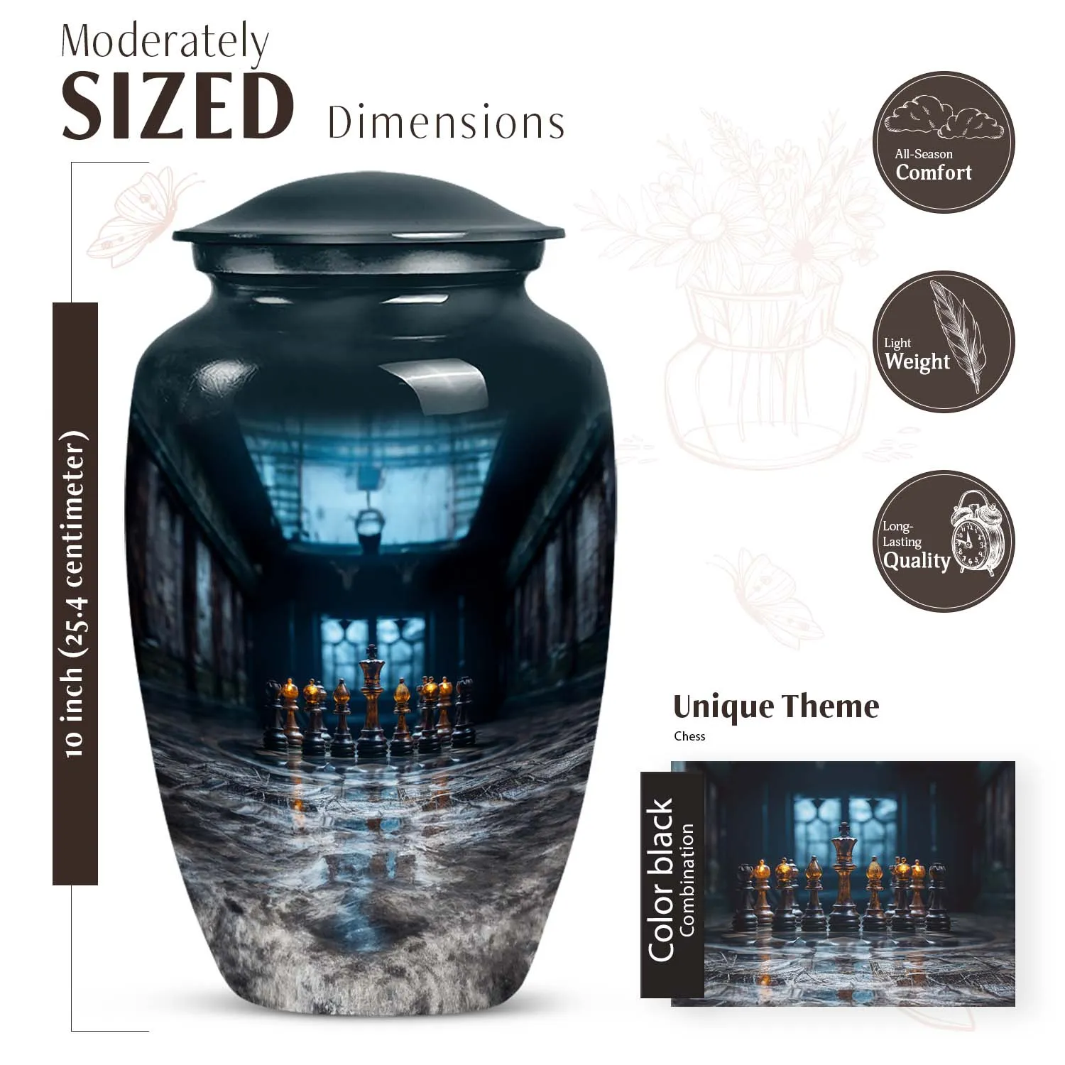 Chess Urn Tribute: Adult Cremation Memorial Remembrance