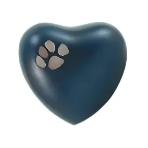 Classic Paw Blue Cremation Urn | Heart Keepsake For Dog or Cat | Holds up to a 3 # Pet