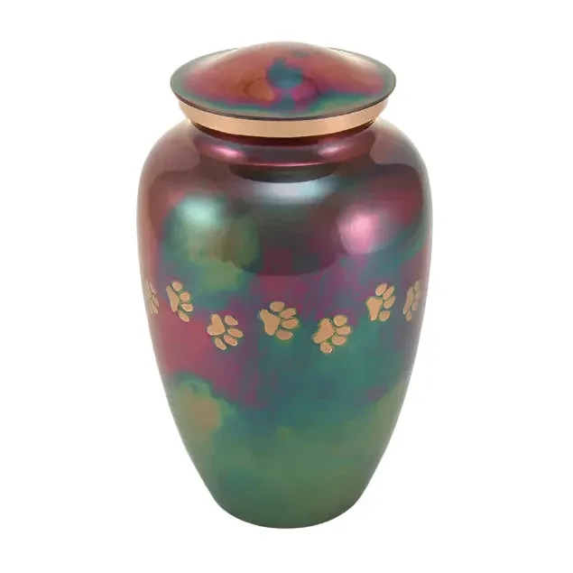 Classic Paw Raku Cremation Urn | Large Size For Dog or Cat | Holds up to a 195 # Pet