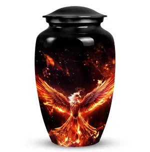 Classic Phoenix Urn - 10-inch Aluminium Ash Holder for Adult Ashes