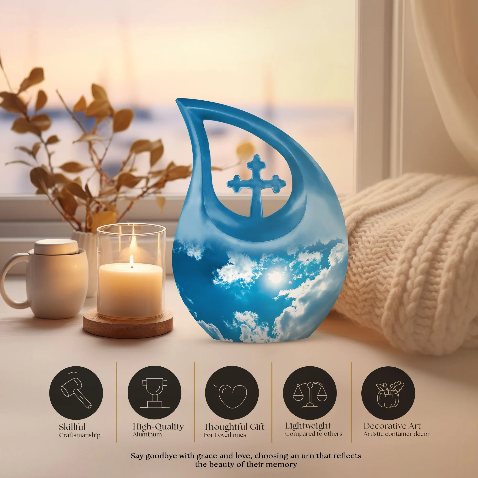 Clouds Urn - Affordable Burial Choice - Memorial Tribute Urn