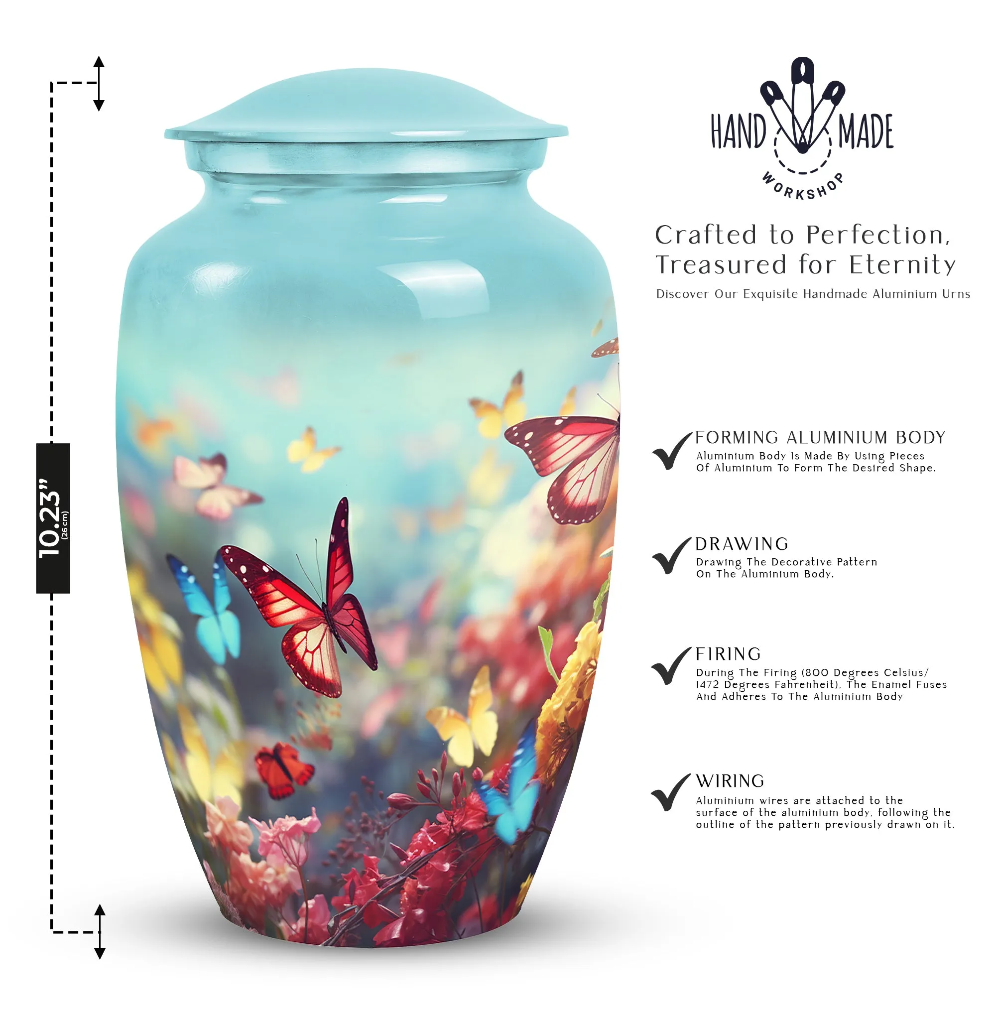 Colorful Butterflies Fly In A Meadow Companion Urns Size 10inch