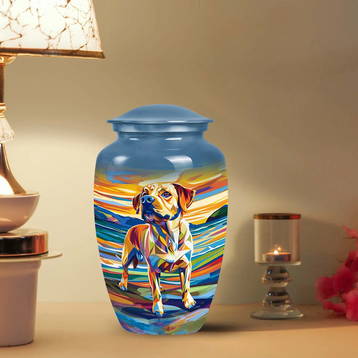Colorful Dog Art Cremation Urn For Ashes