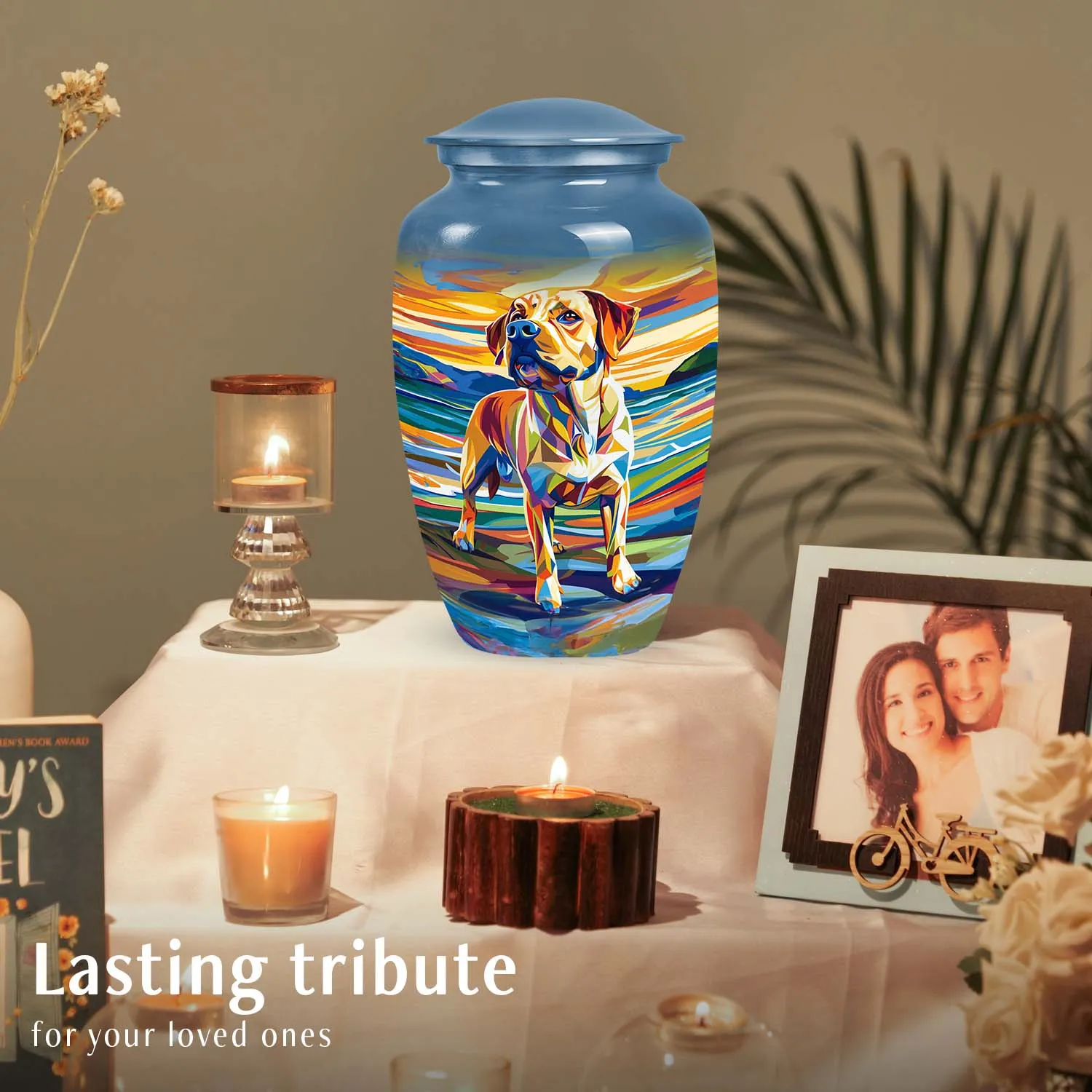 Colorful Dog Art Cremation Urn For Ashes