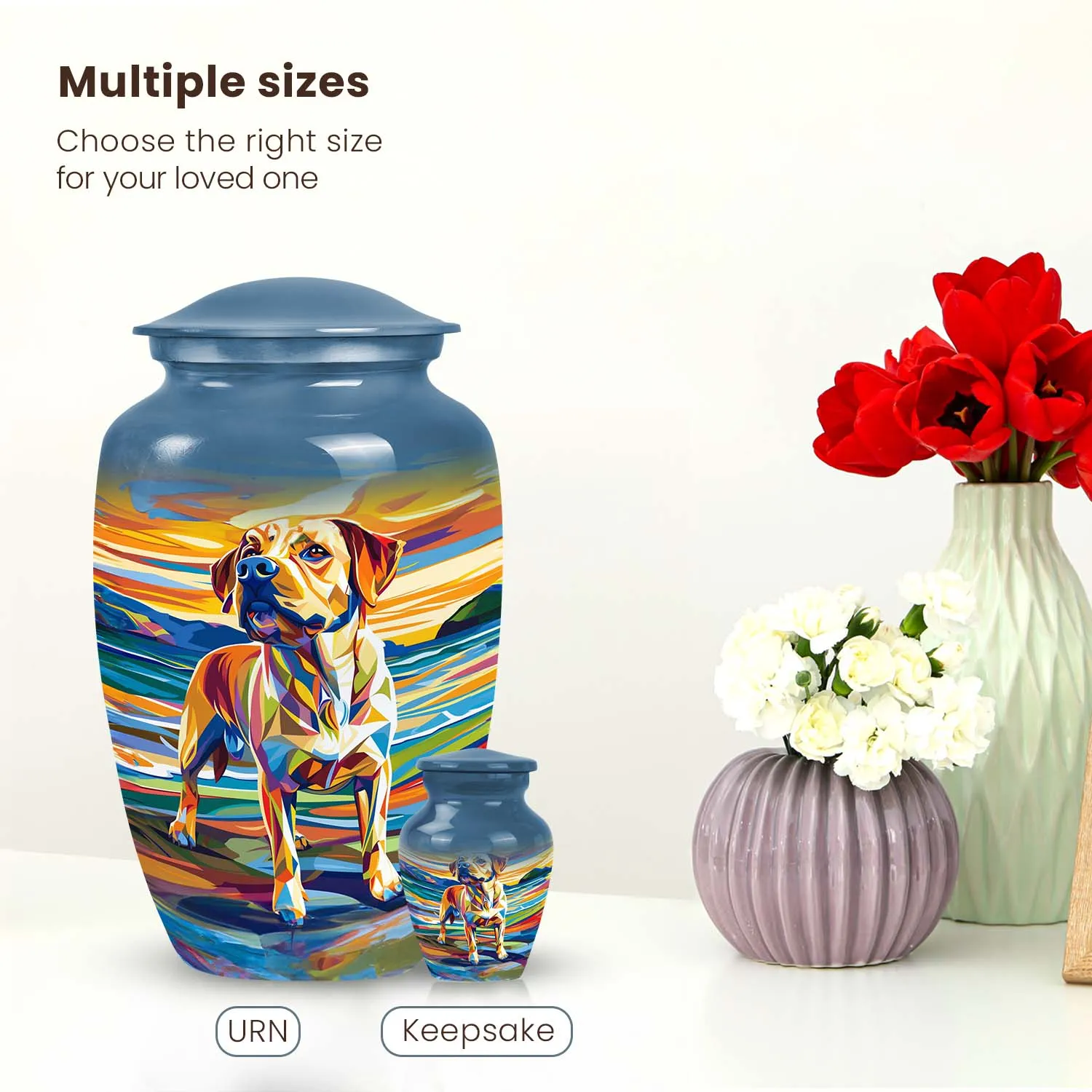 Colorful Dog Art Cremation Urn For Ashes