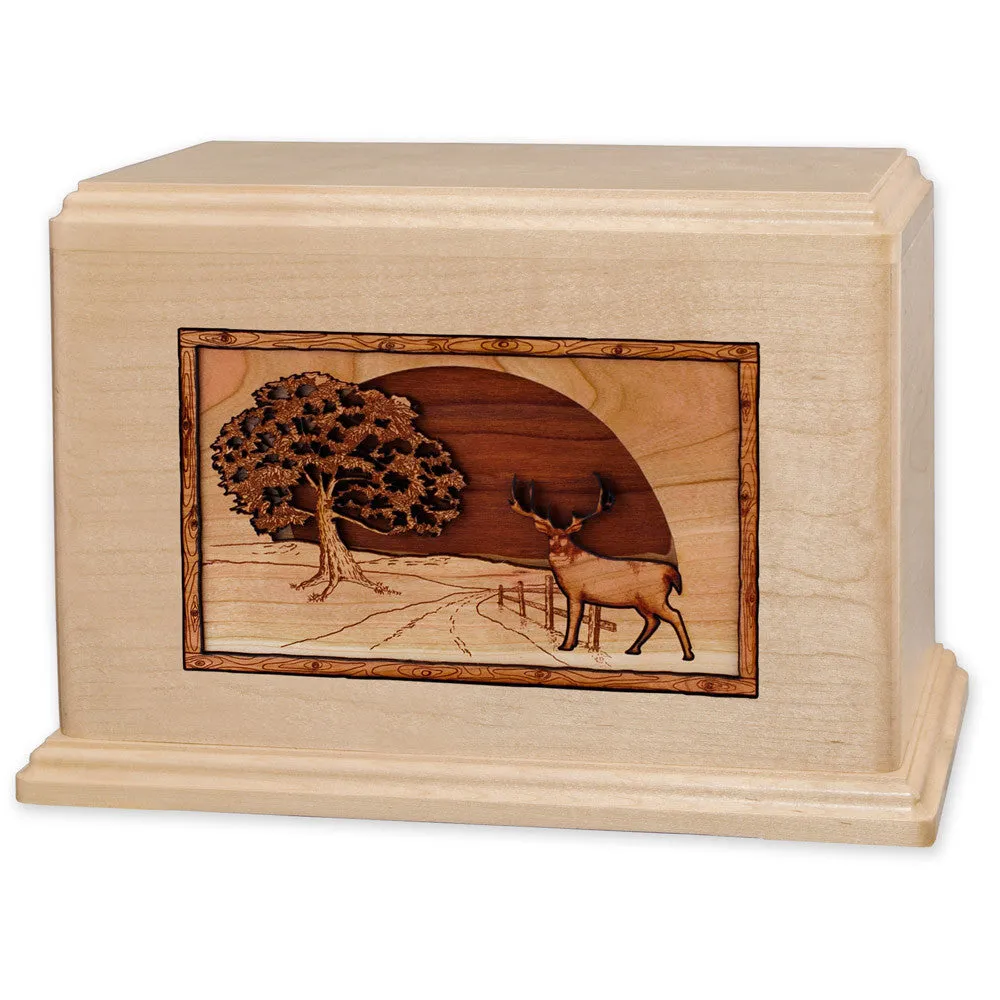 Companion Cremation Urn with Heartland Deer 3D Wood Inlay